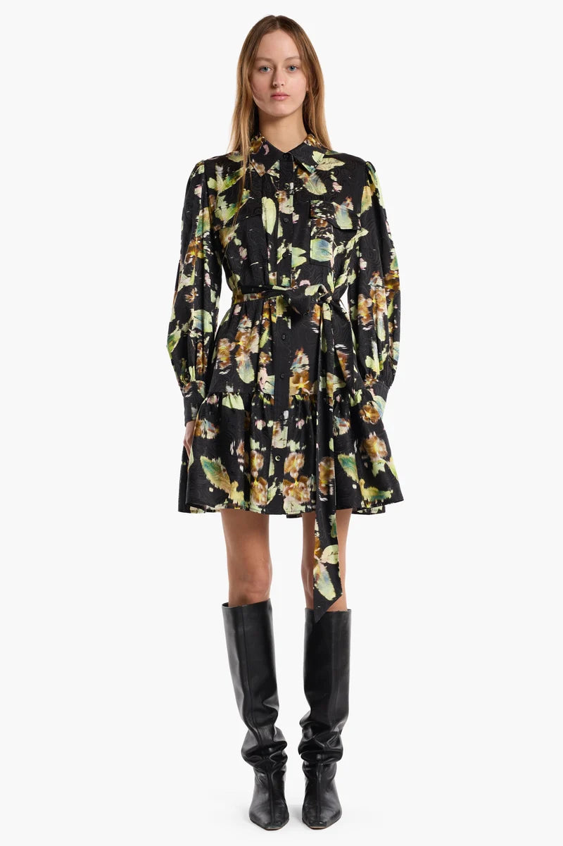 Chf133 Painterly Floral Dress