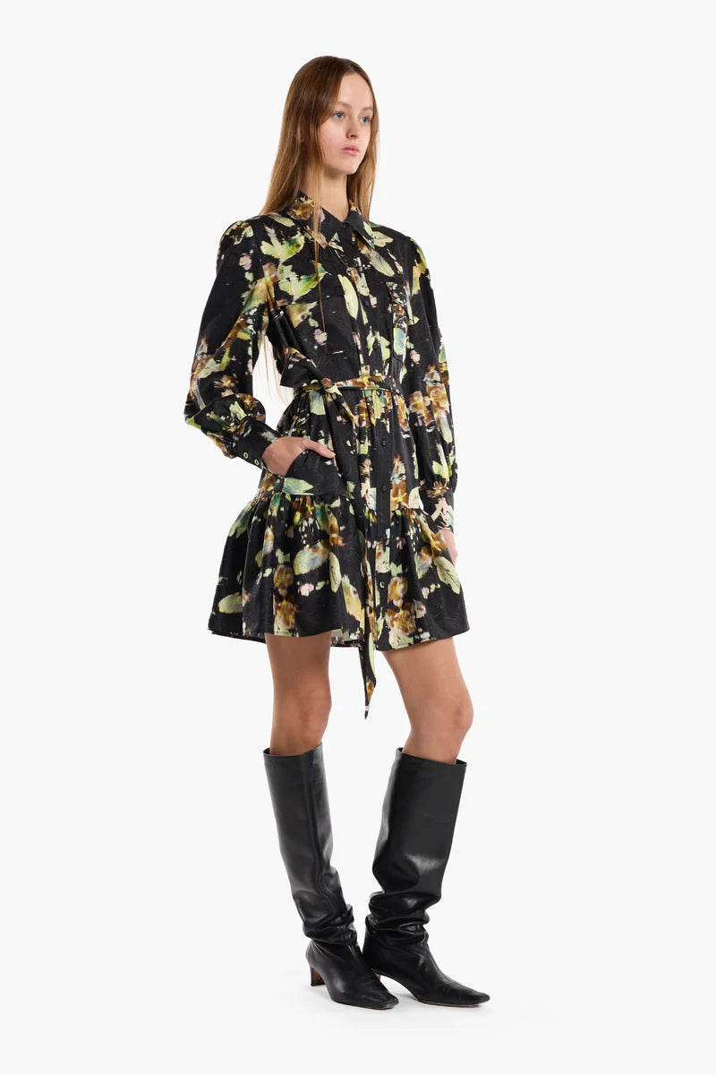 Chf133 Painterly Floral Dress