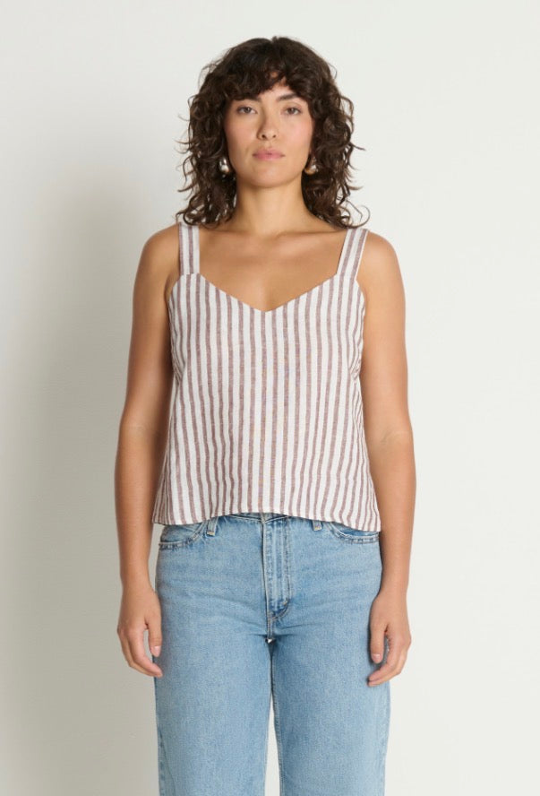 Na21404 Praline Stripe Linen Tank