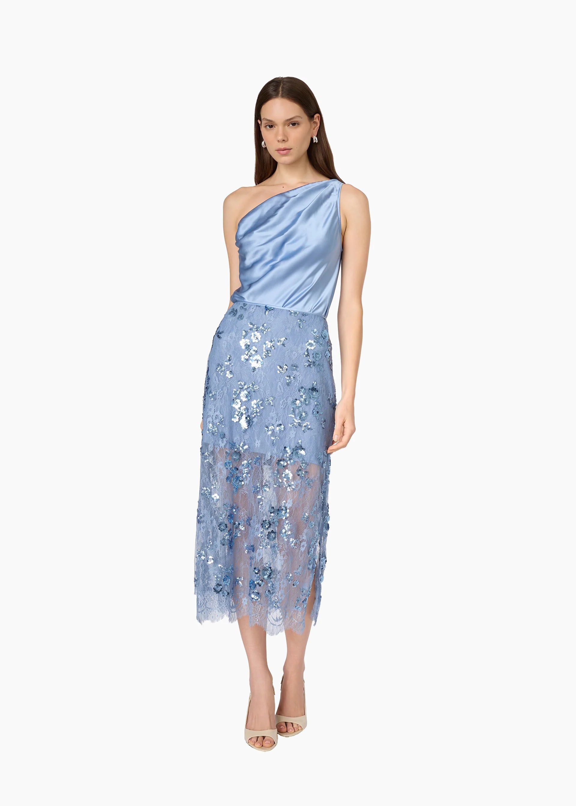 Cah25 Sequin Lace Midi Skirt