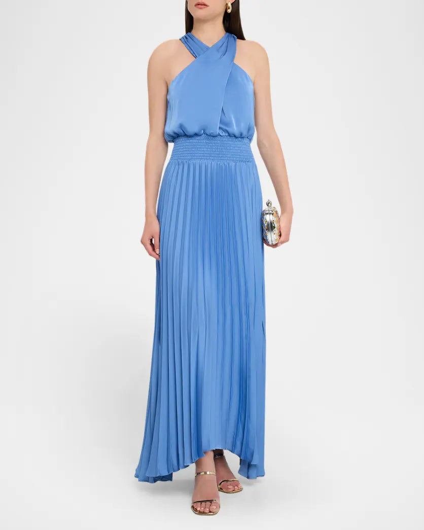 Raa3010 Blue Halter Maxi Dress