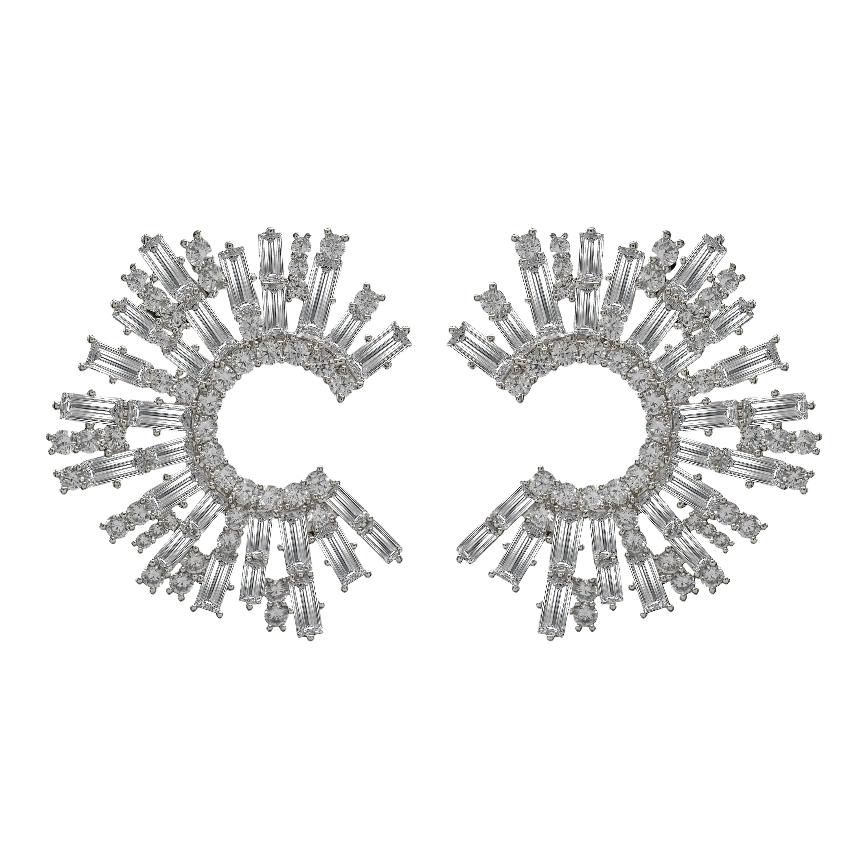 E8012 Half Circle Post Earrings - Silver