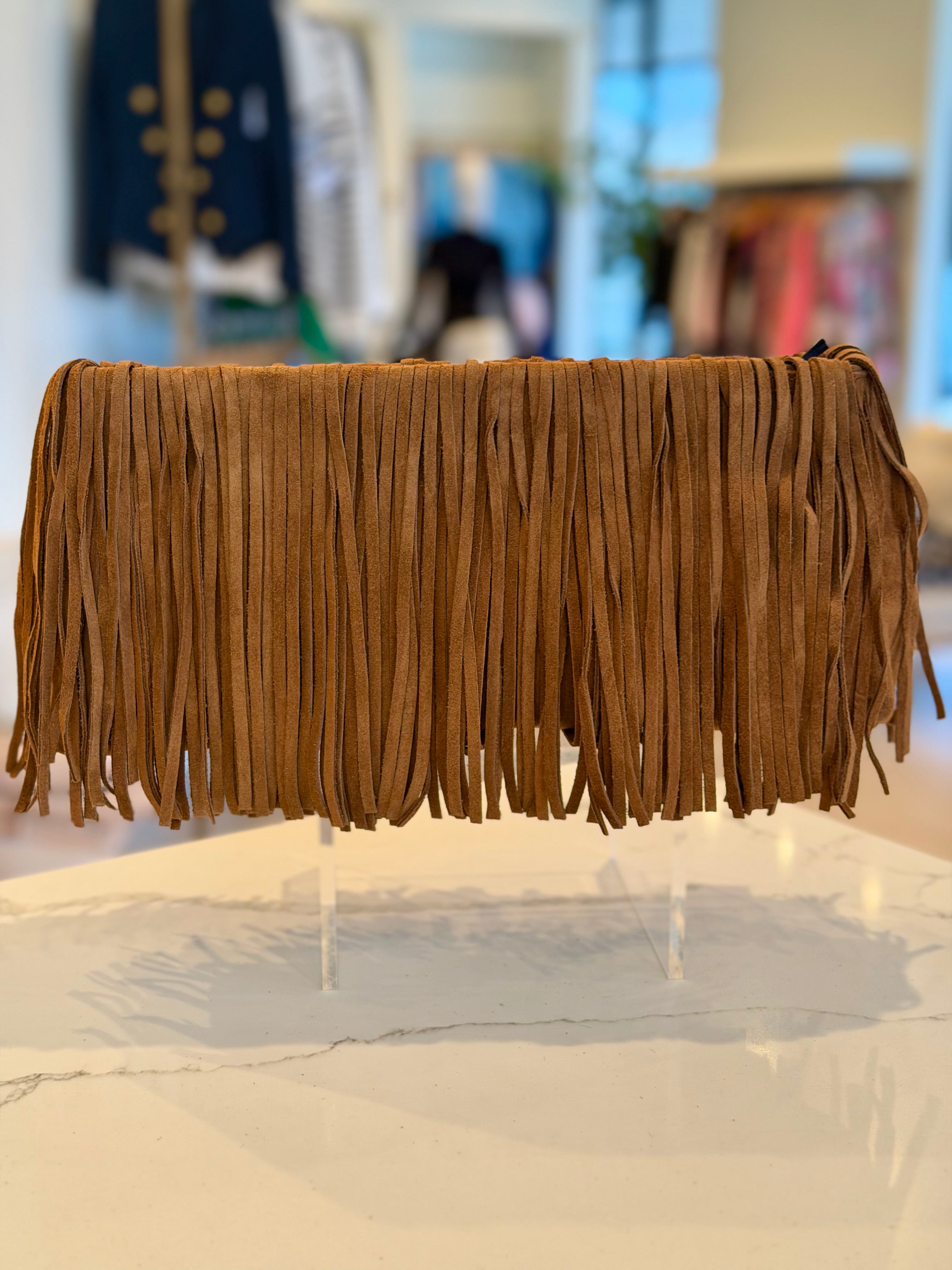 Behc298 Brown Suede Clutch