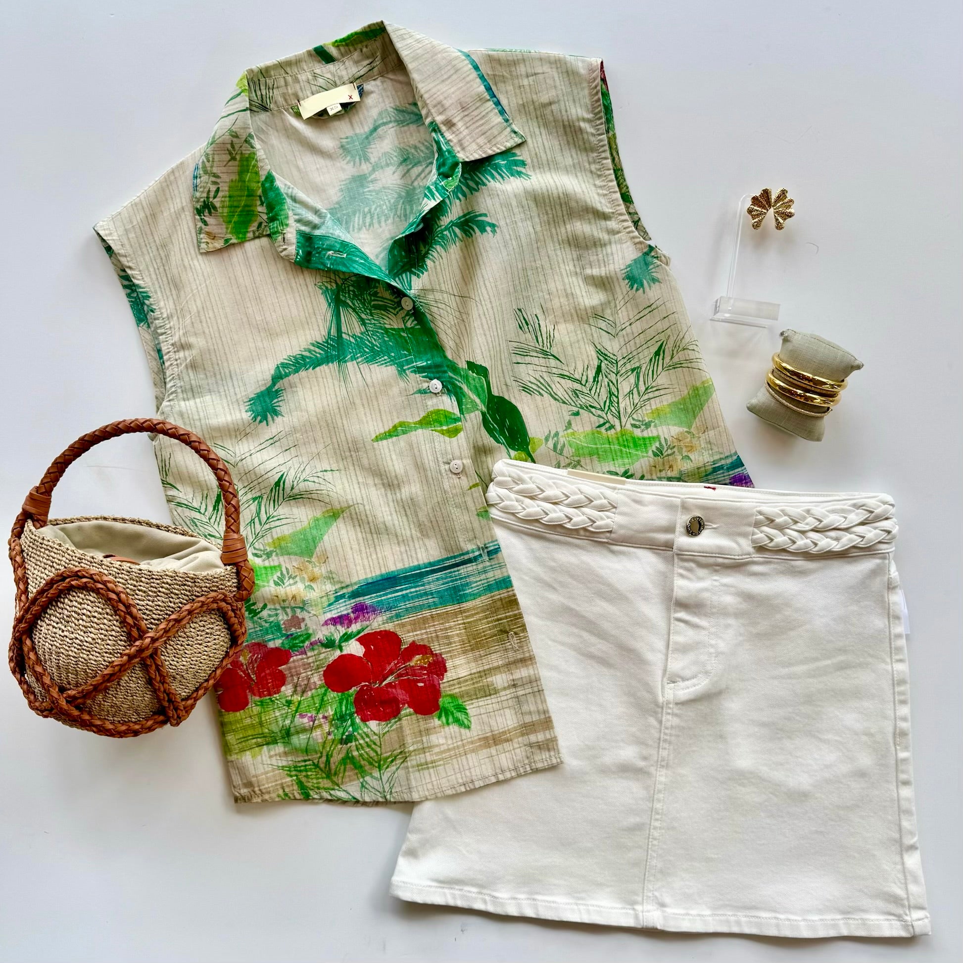 St1694 Tropical Print Top