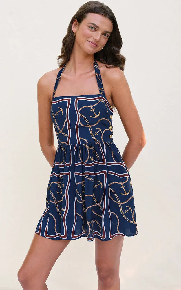 Sa1006 Nautical Print Dress