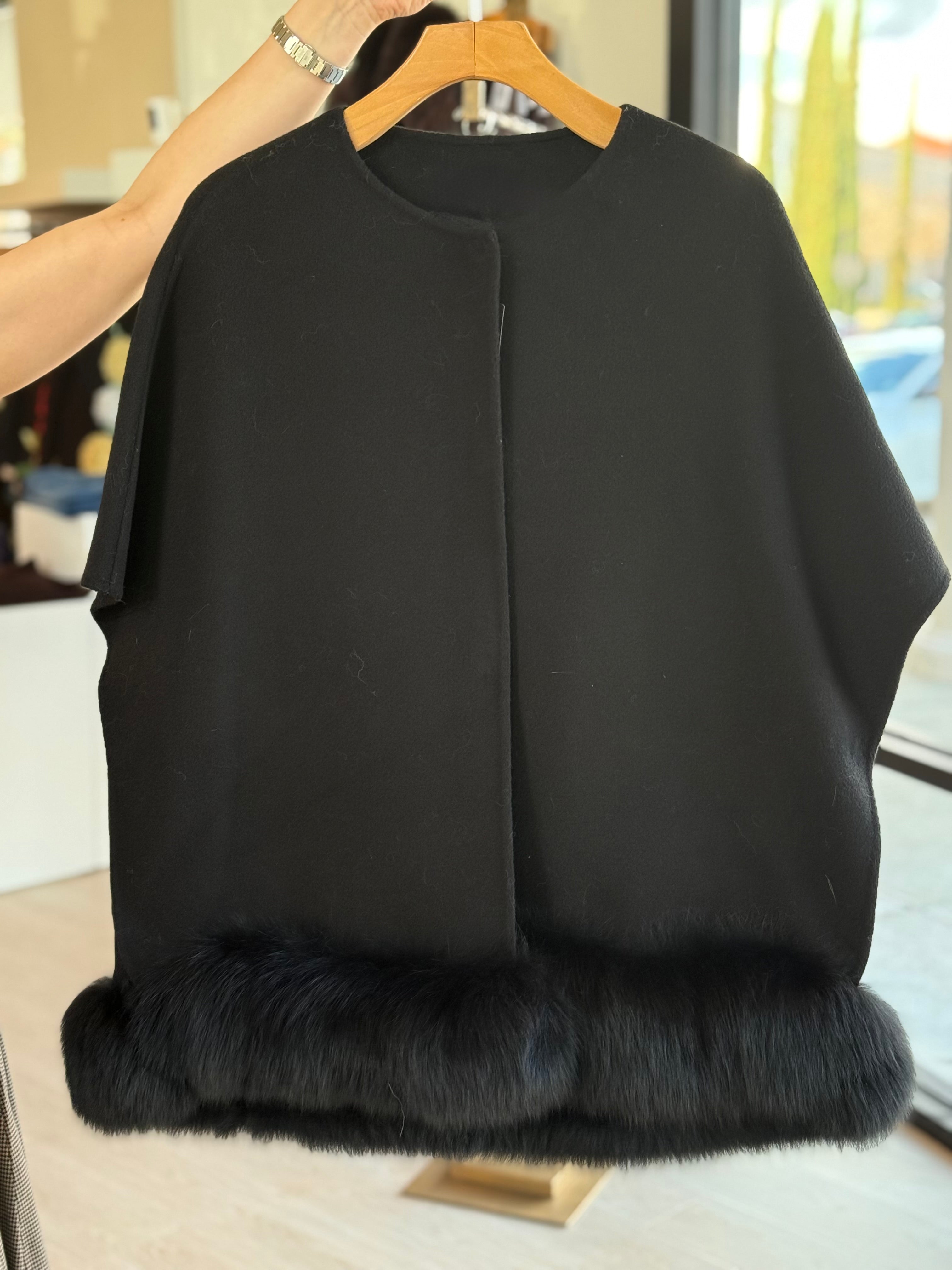 Didm9689 Black Fur Trim Jacket