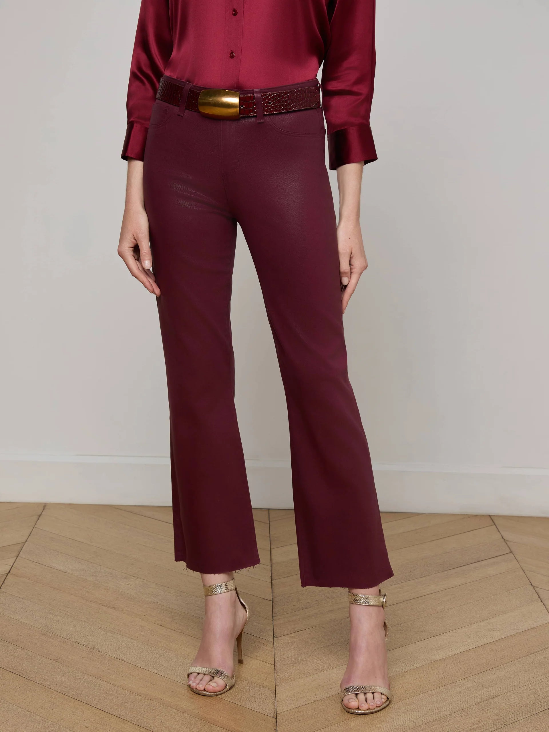 La2714 Kendra Crop Flare - Wine Coated