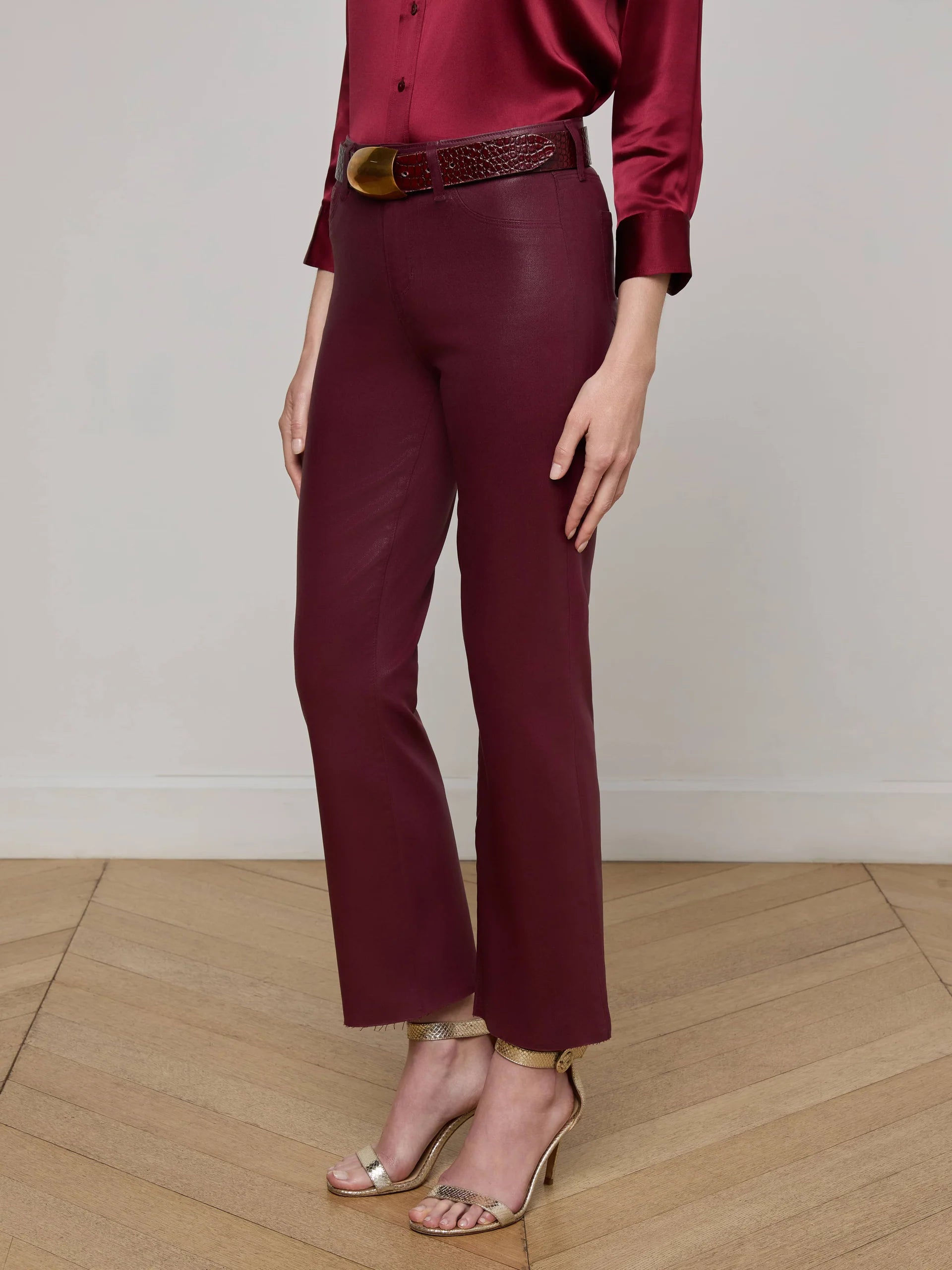 La2714 Kendra Crop Flare - Wine Coated