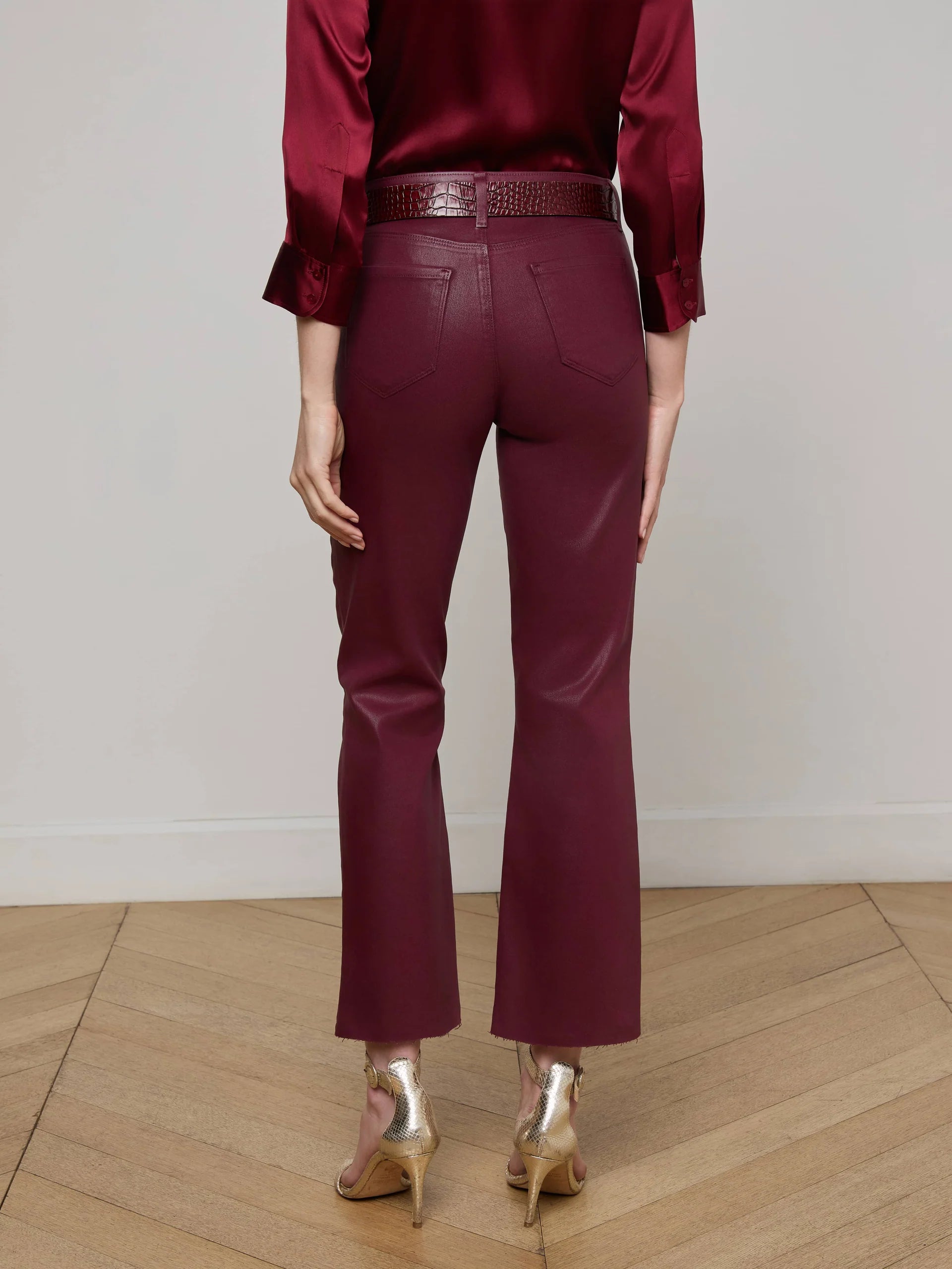 La2714 Kendra Crop Flare - Wine Coated