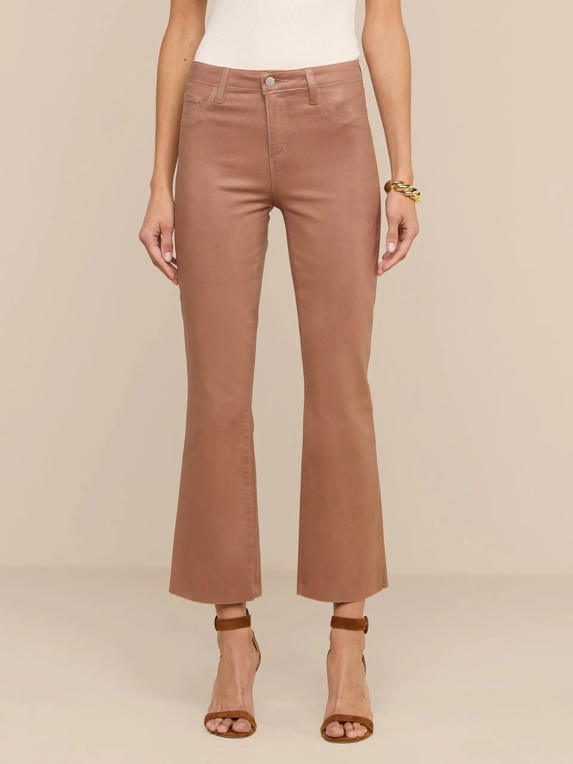 La2714 Kendra Crop Flare - Hazelenut Coated