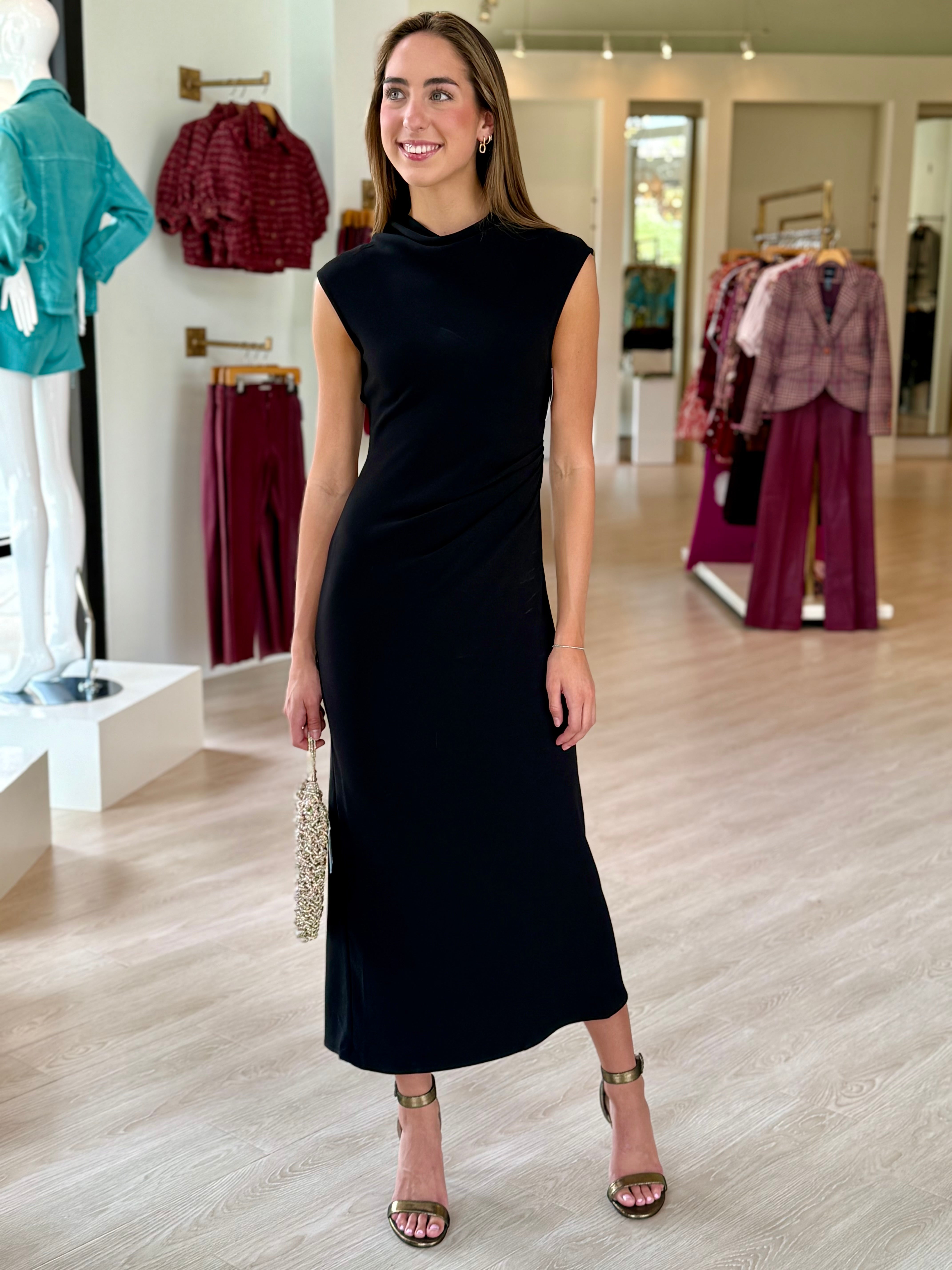 Ps2526 Black Draped Dress