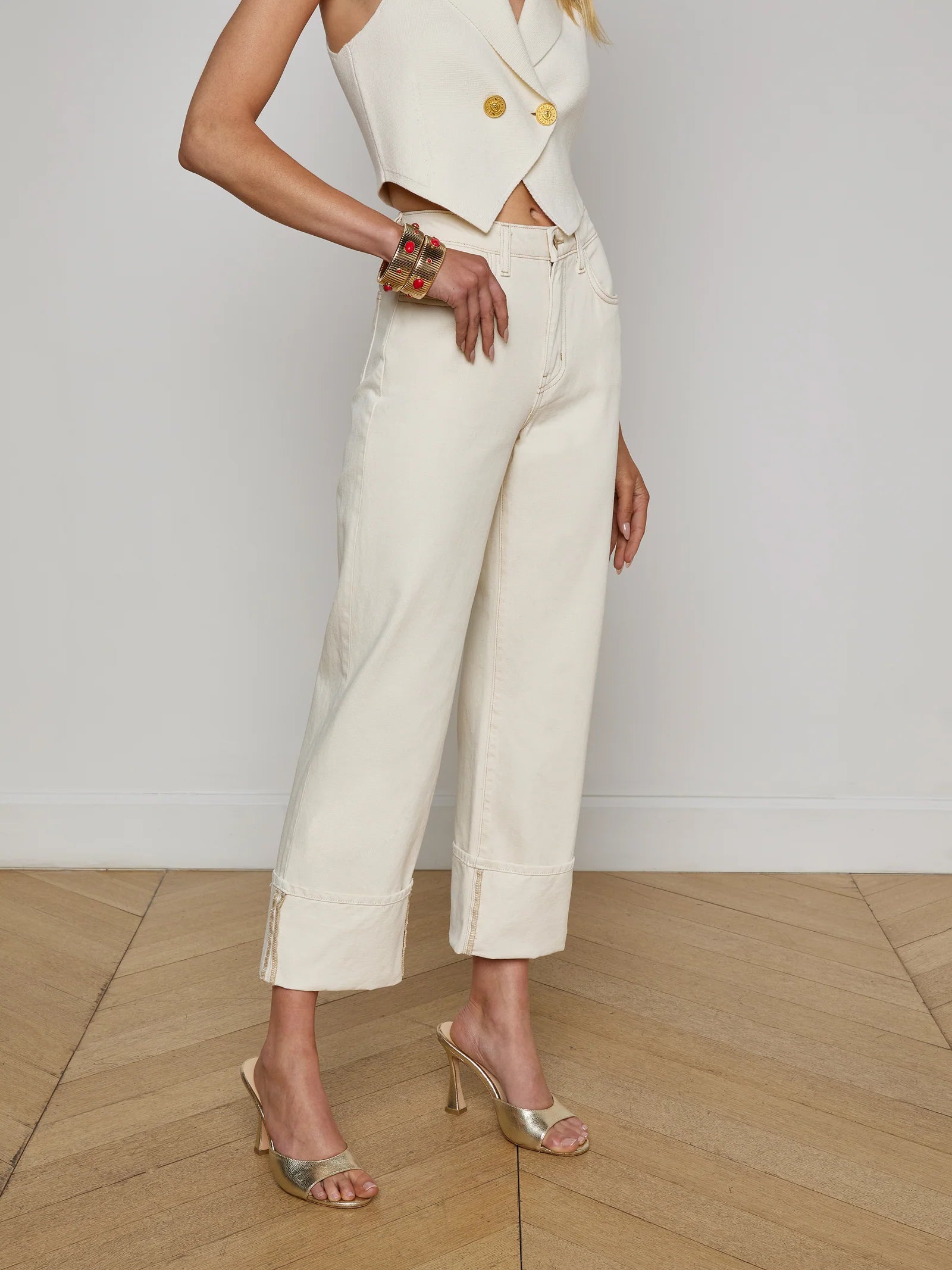 La2915 Leighton Cuffed Crop Jean - Macadamia