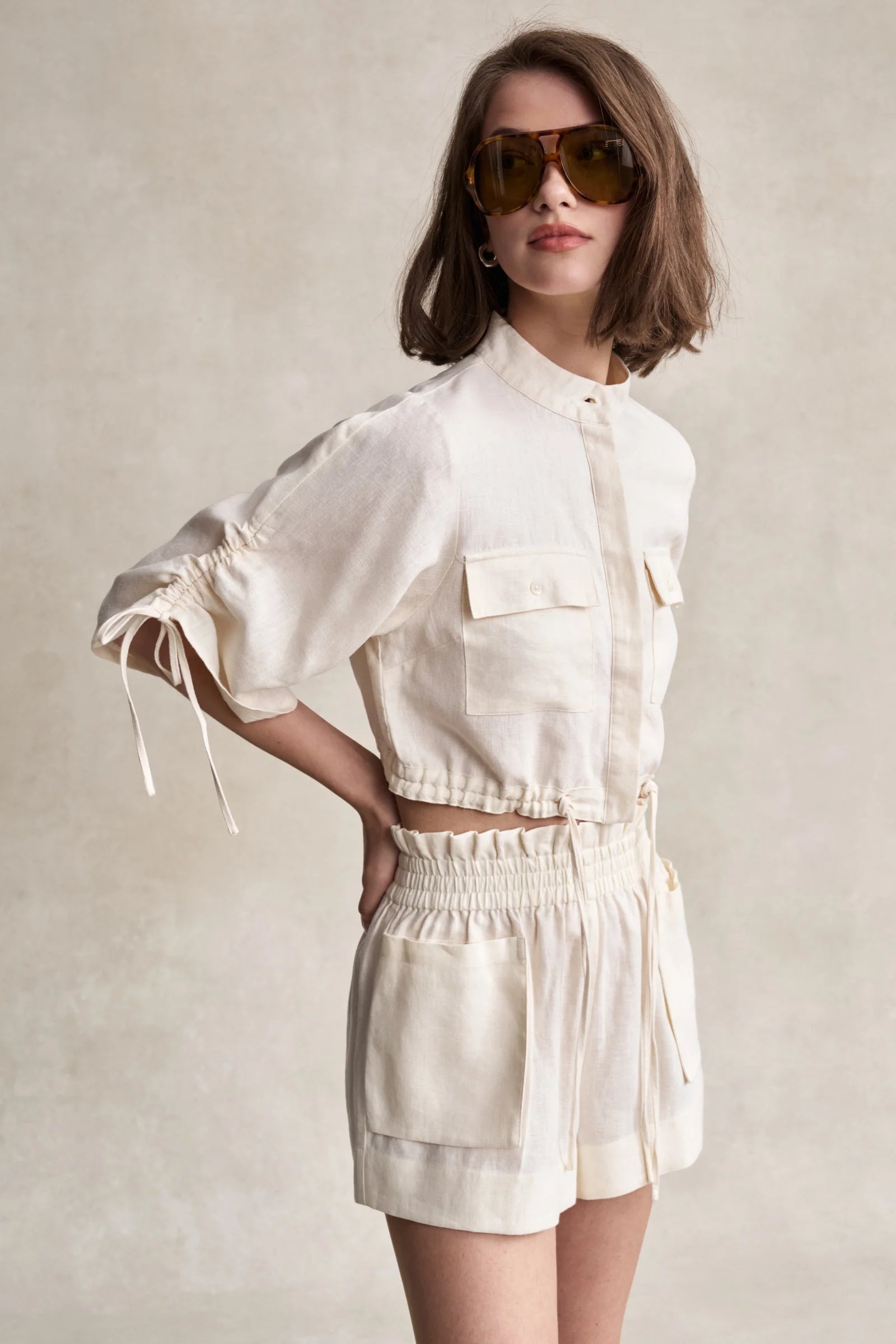 He082 Linen Top - Ivory