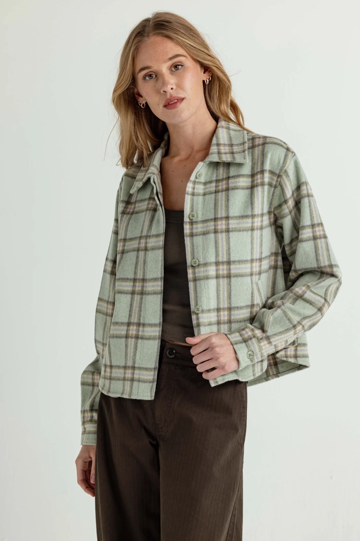Su196 Green Plaid Shacket