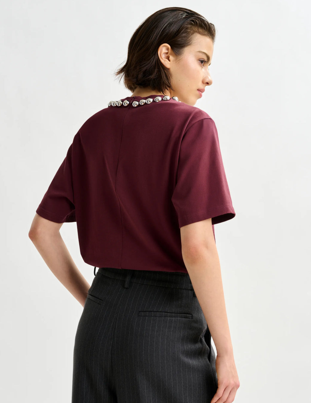Esintenso Embellished Tshirt - Burgundy