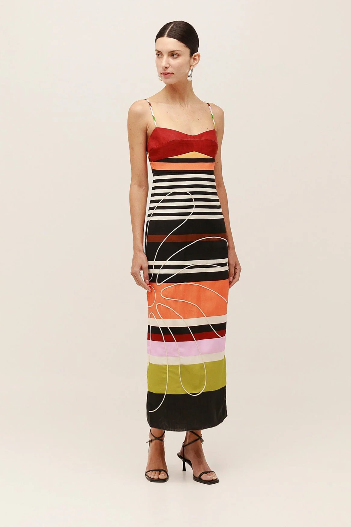 Ca413 Linen Striped Maxi Dress