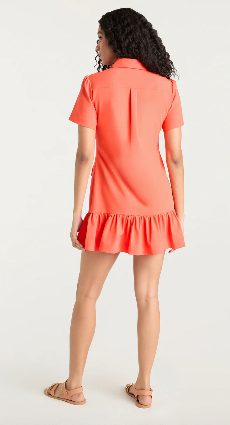 Cizd3626 Tomato Red Ruffle Dress