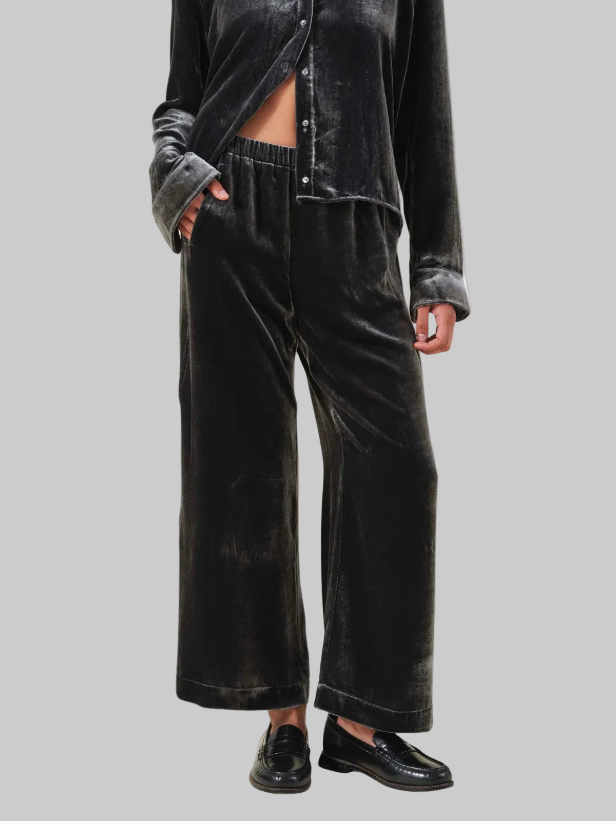 Velolana Grey Velvet Pants