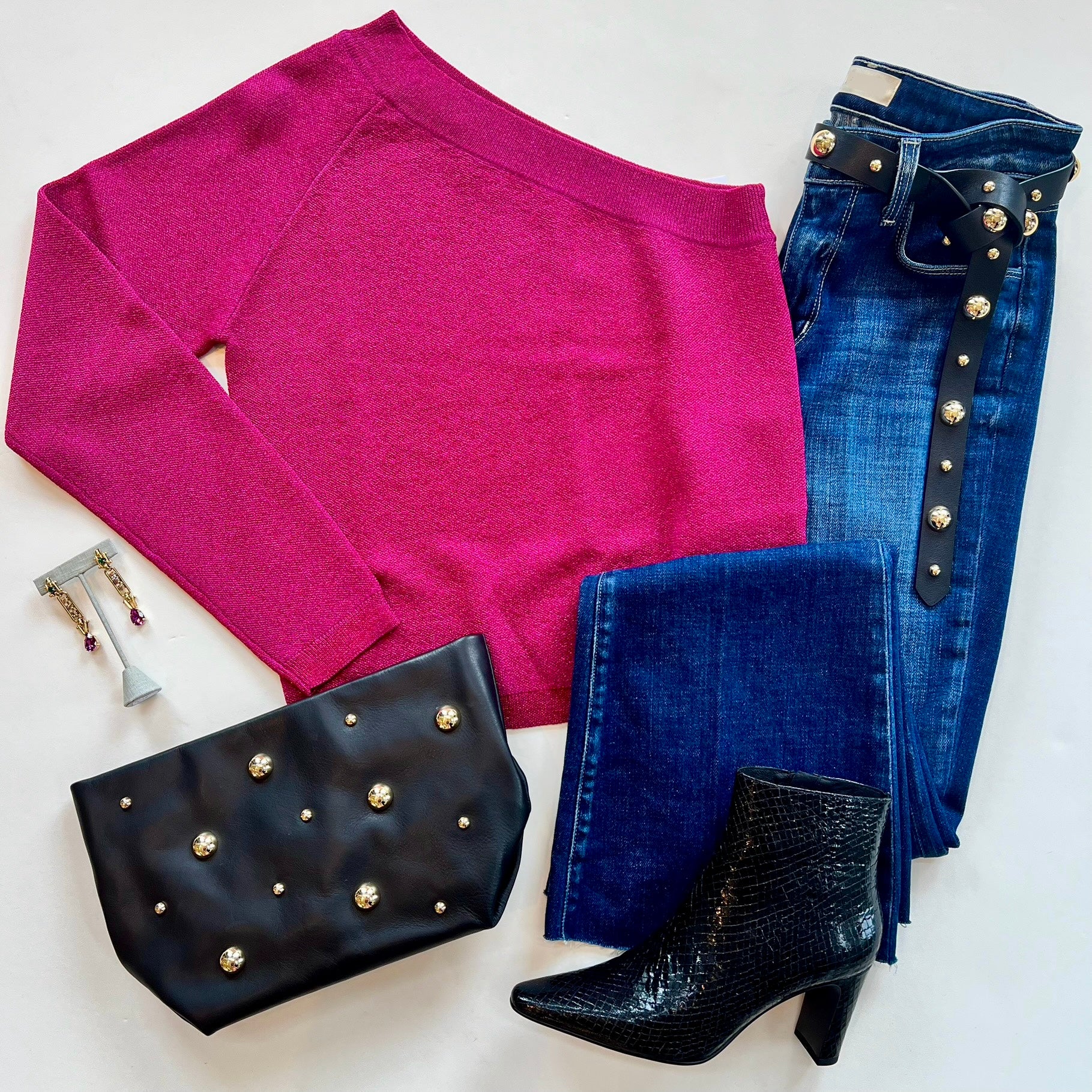La1706 Lanhtropy One Shoulder Glitter Knit Top