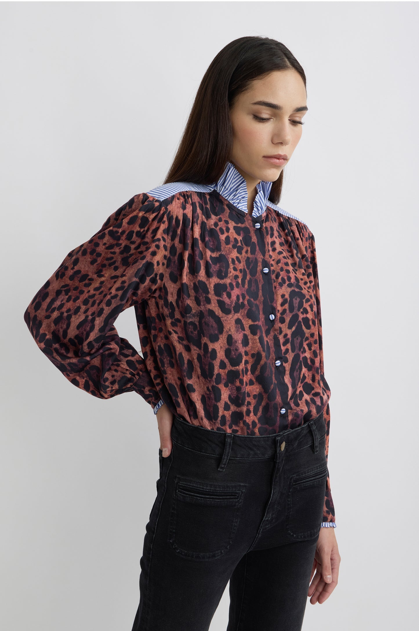 Mahvp Manoush Leopard Silk Top