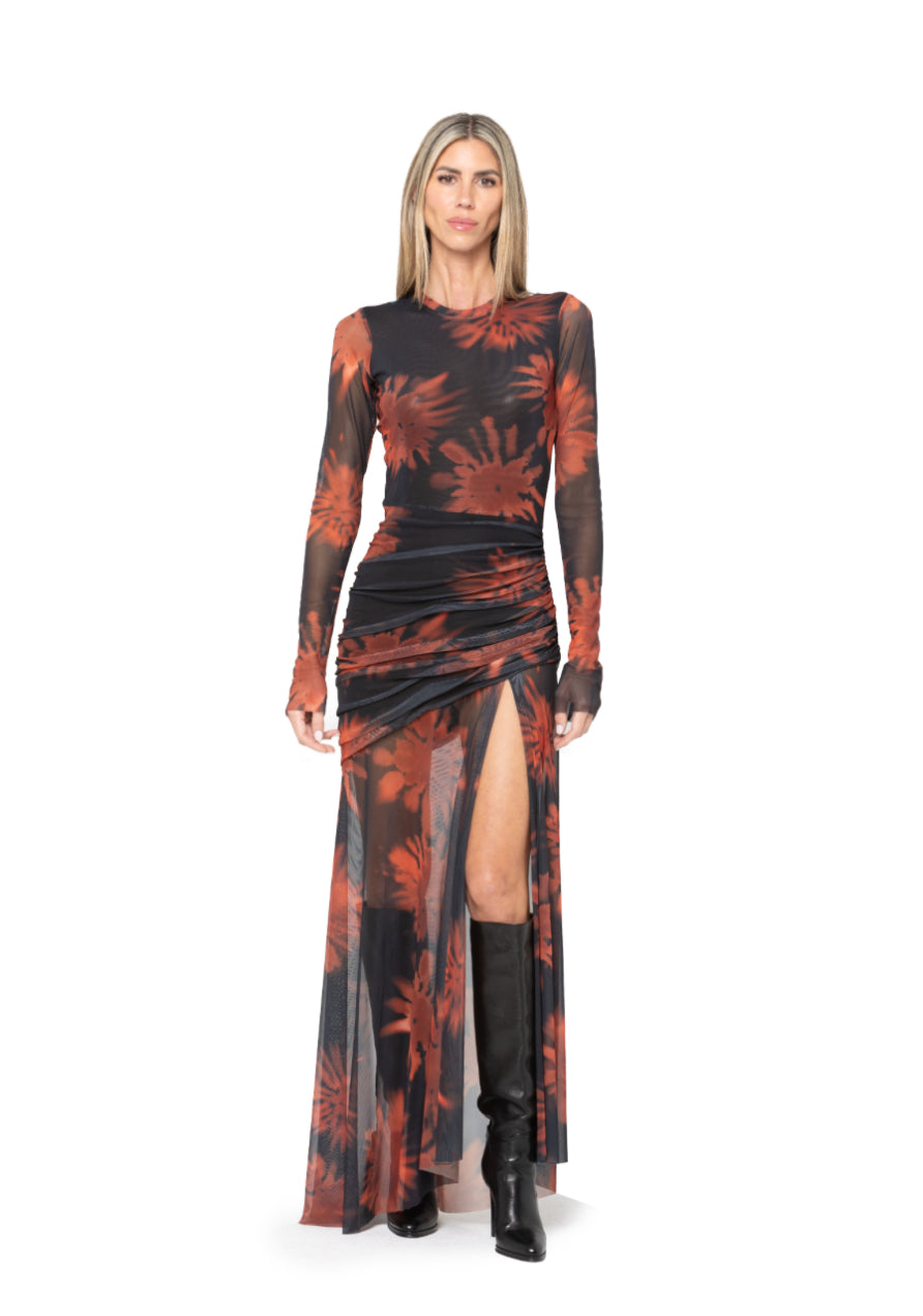 Jbd105 Crimson Blossom Maxi Dress