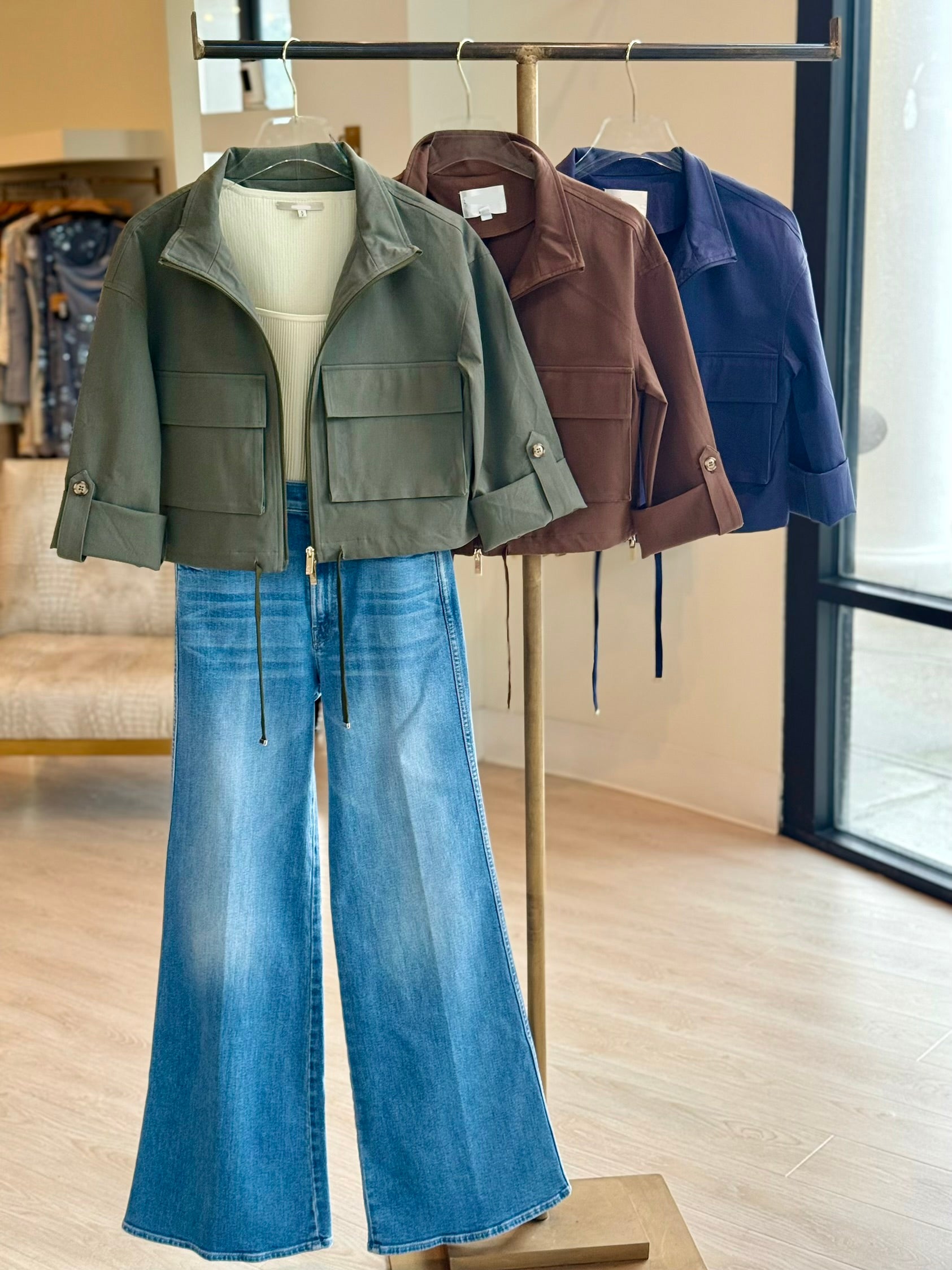 Pa176 Utility Crop Jacket - Olive