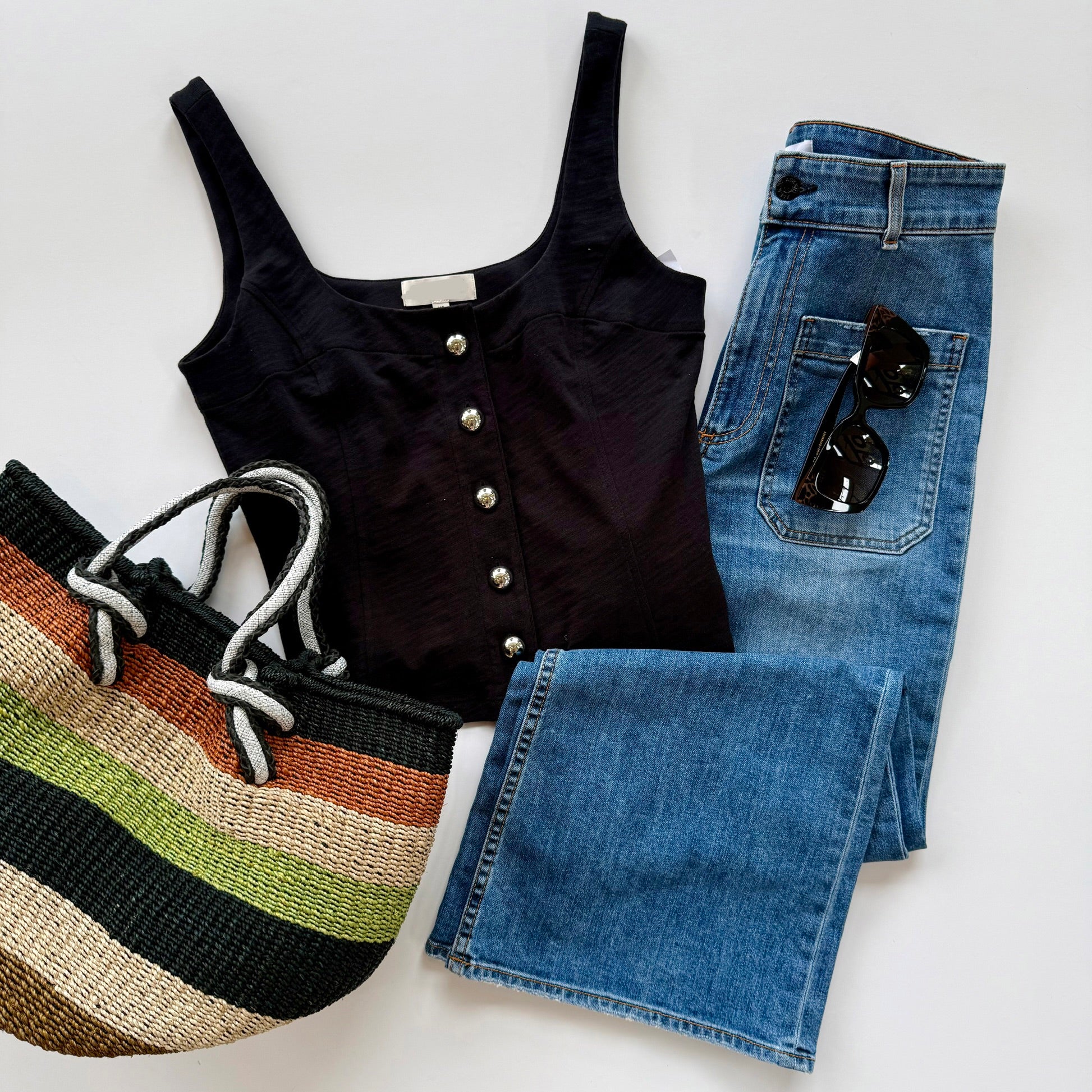 Na11437 Black Button Tank