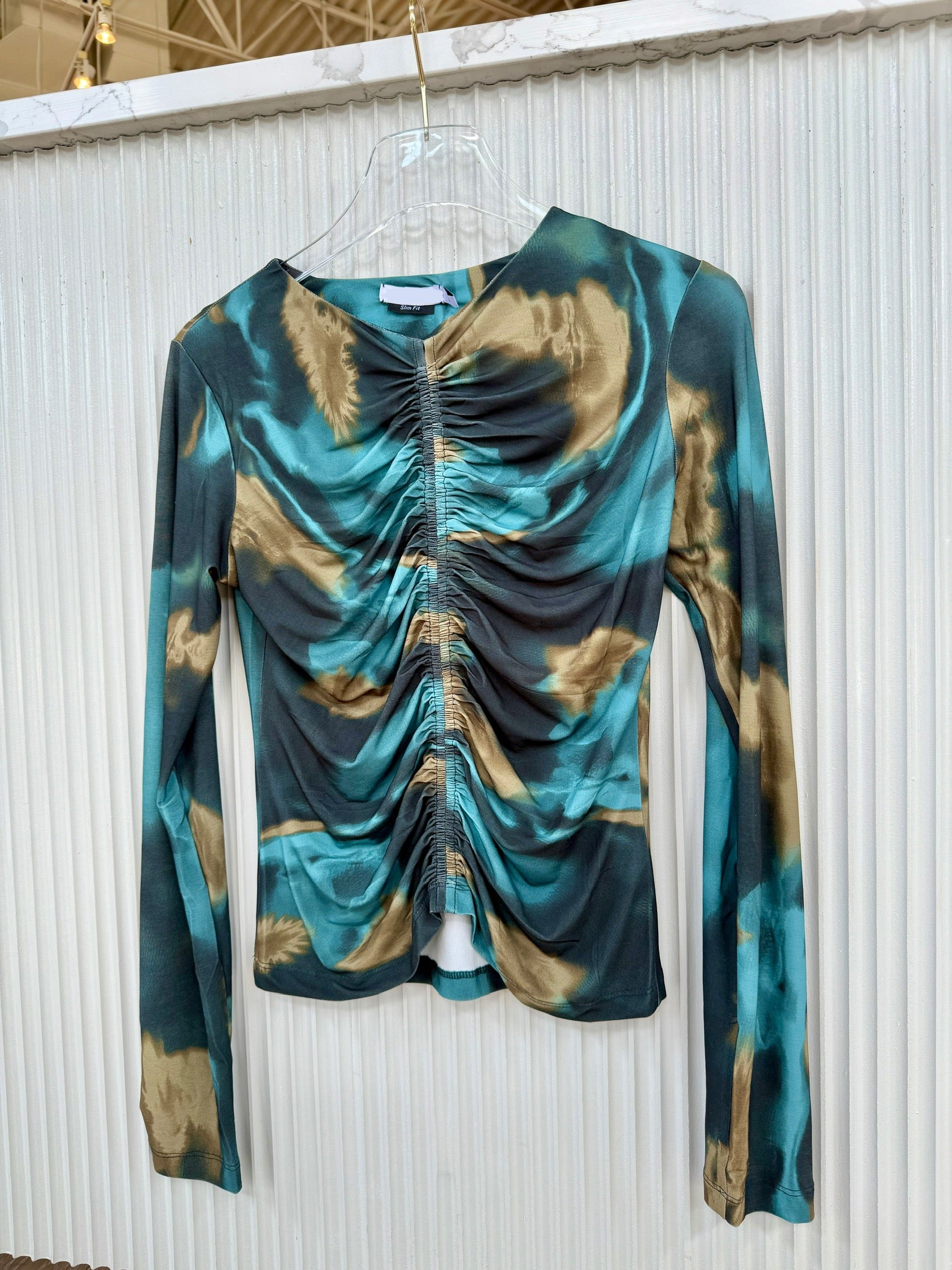 Ma2010 Maria Cher Green Watercolor Jersey Top