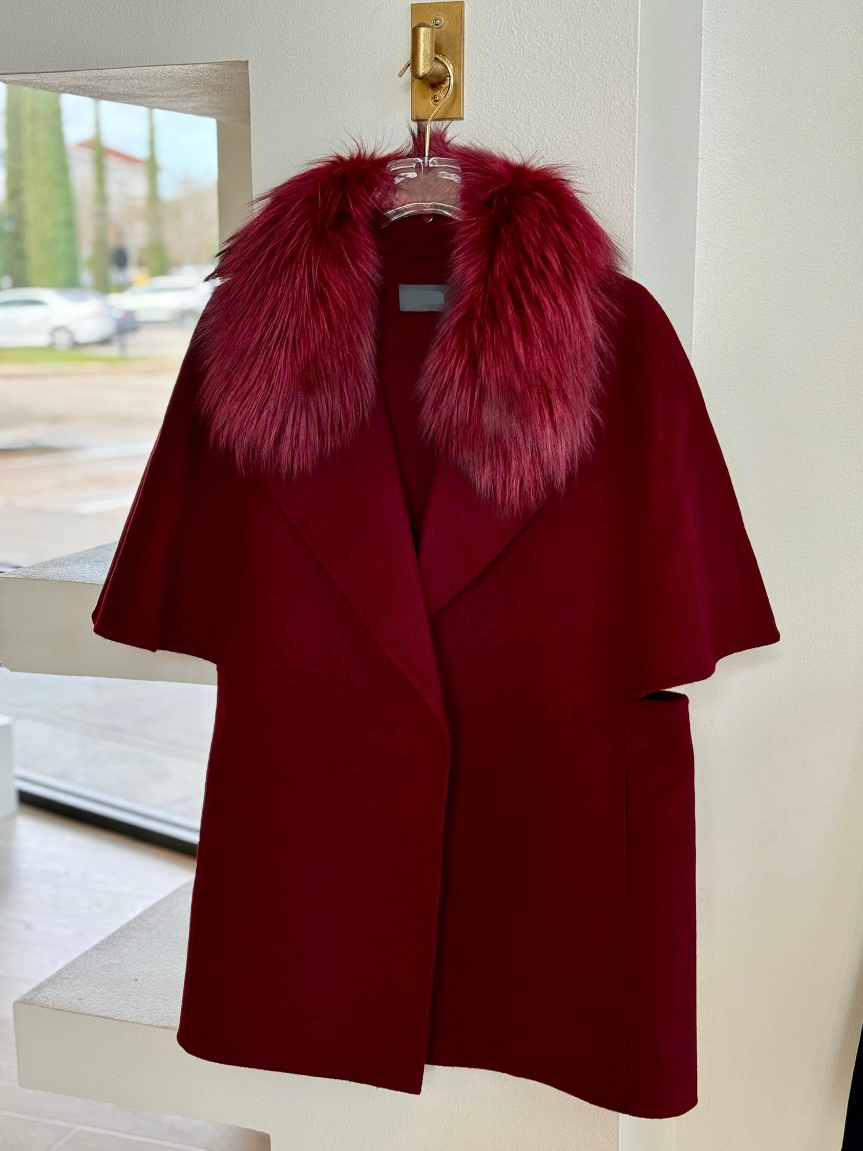 Di9049 Fur Collar Jacket - Red