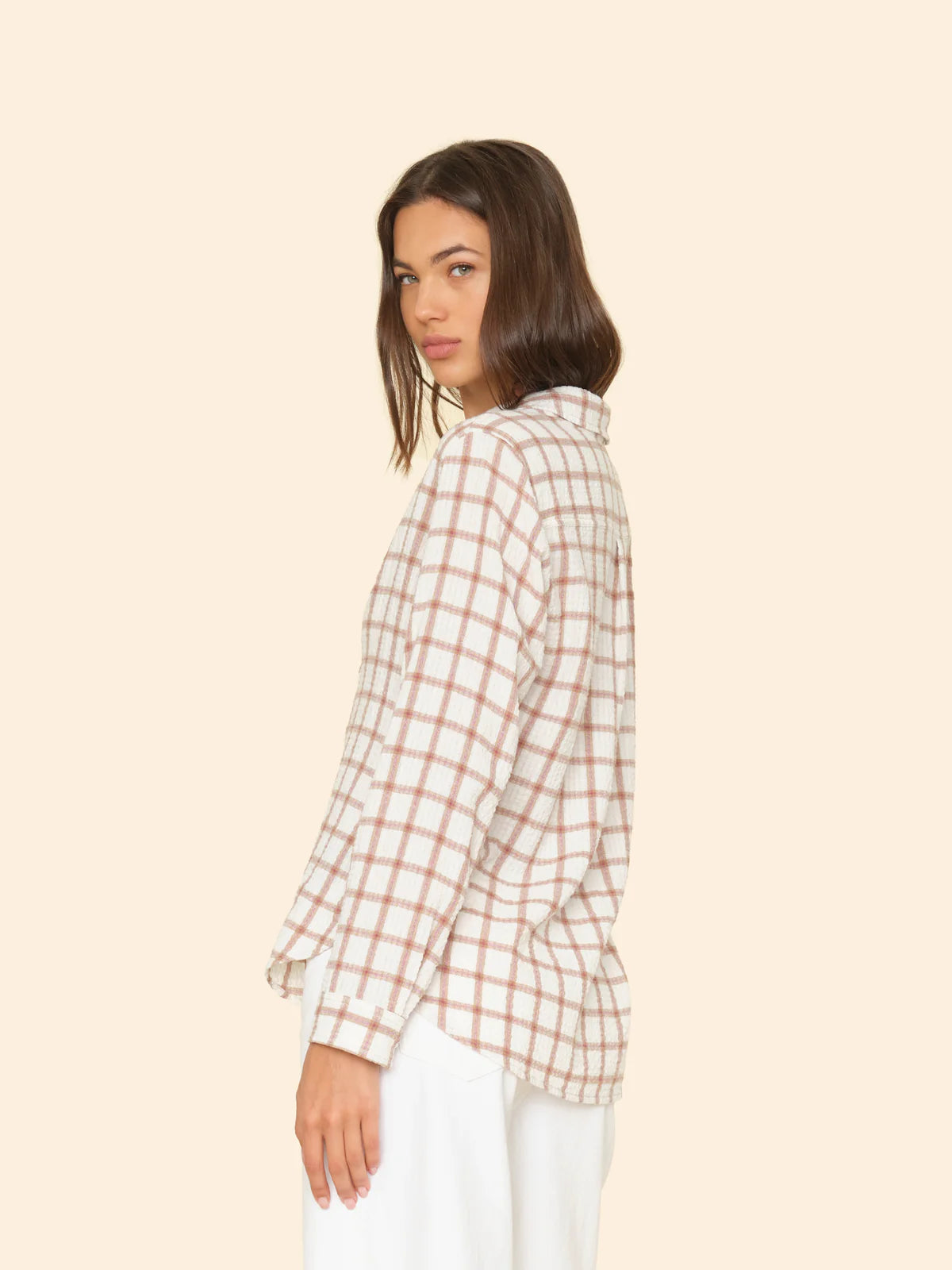 Xix5trp111 Xirena Cream Windowpane Blouse