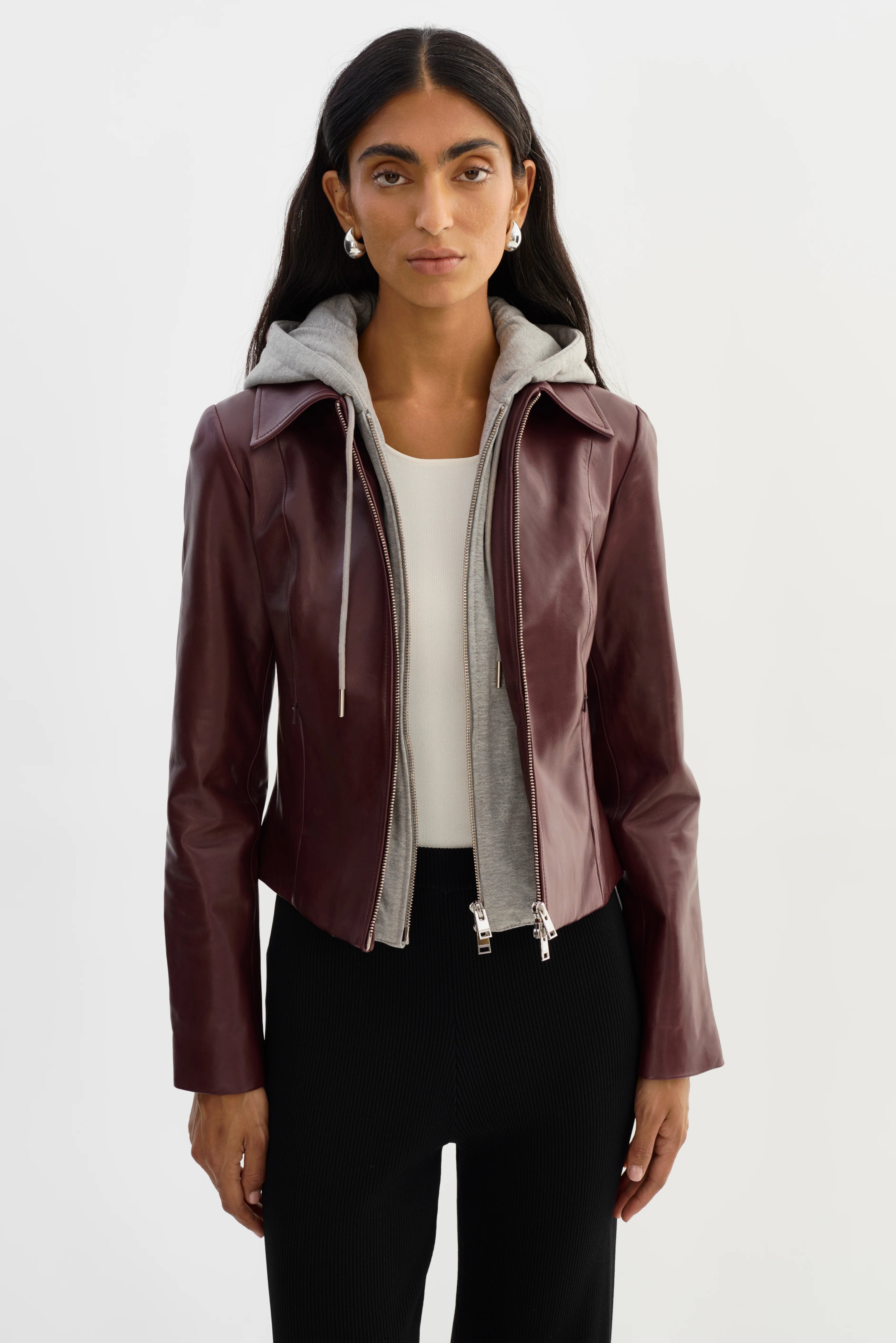Lasally Layered Leather Jacket