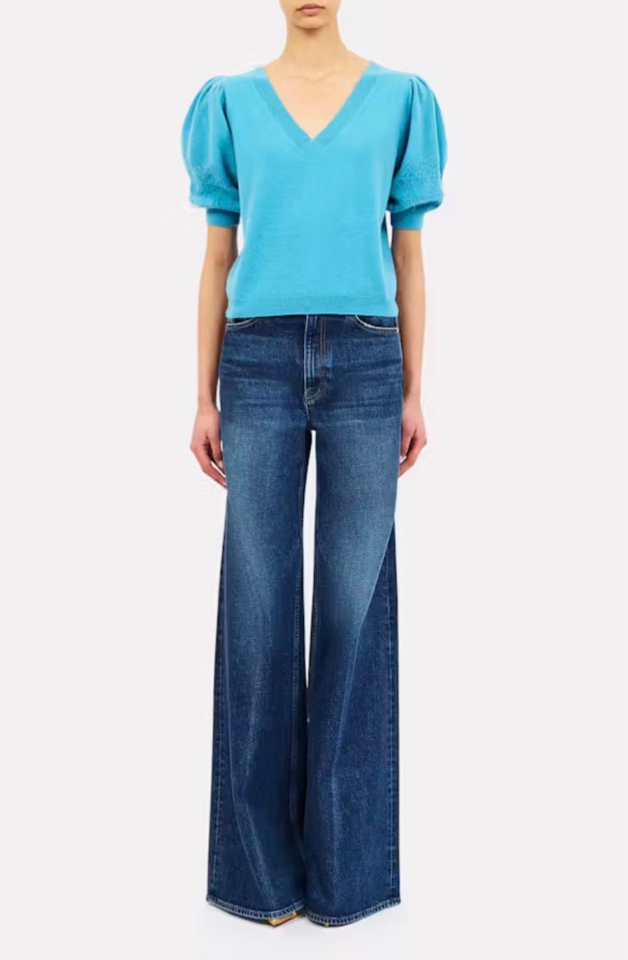 Ul0713 Cerulean Puff Cashmere Top