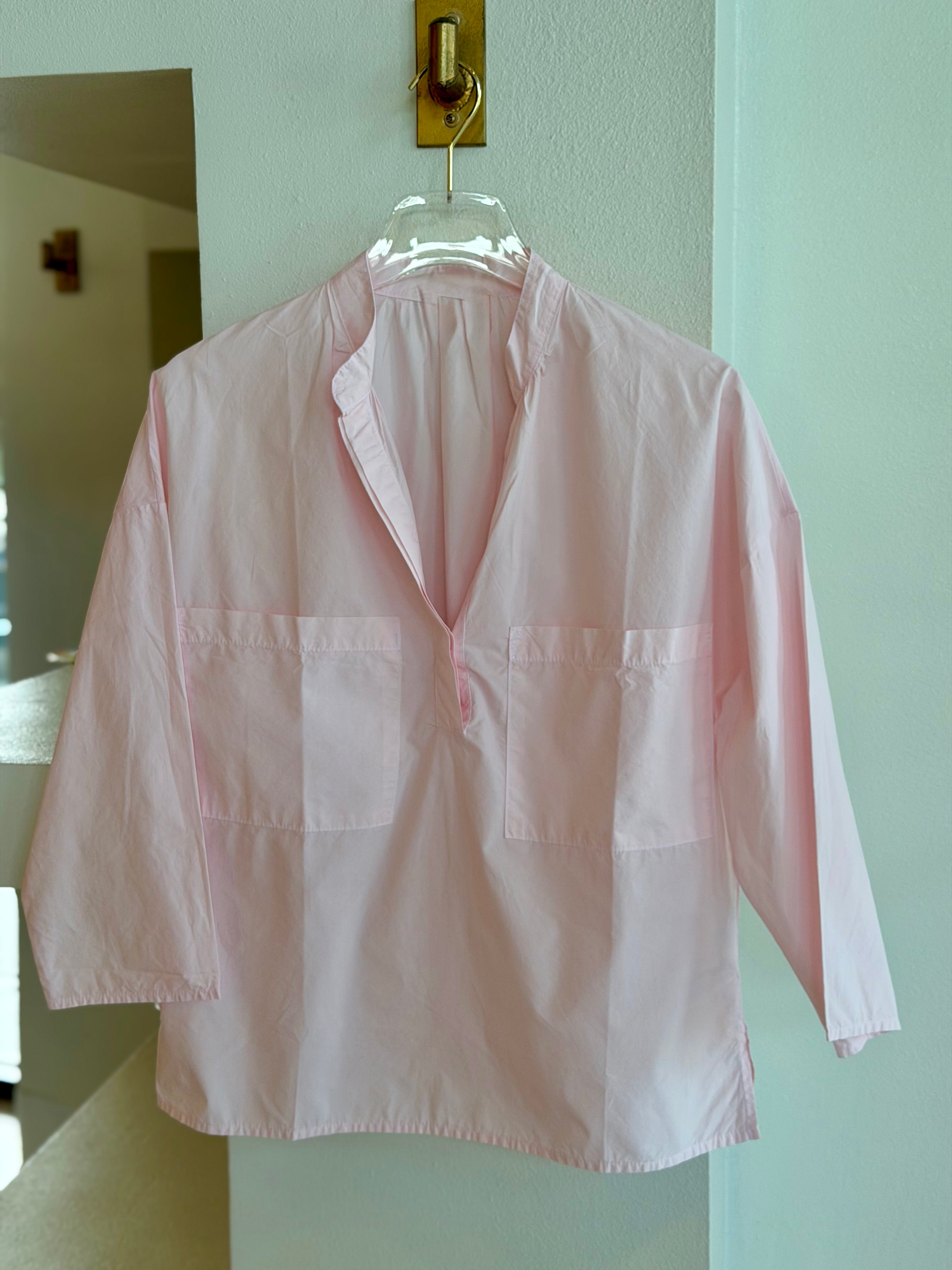 St1526 Pink Pocket Popover Top