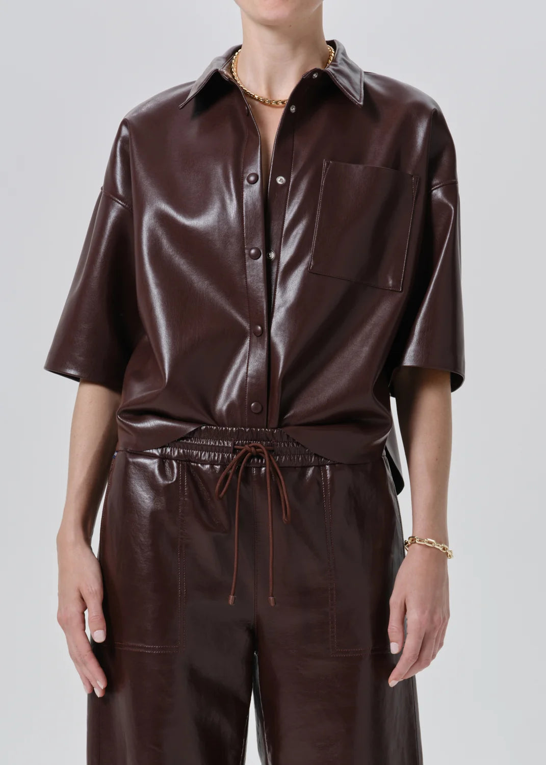 Ci3015 Vegan Leather Button Up