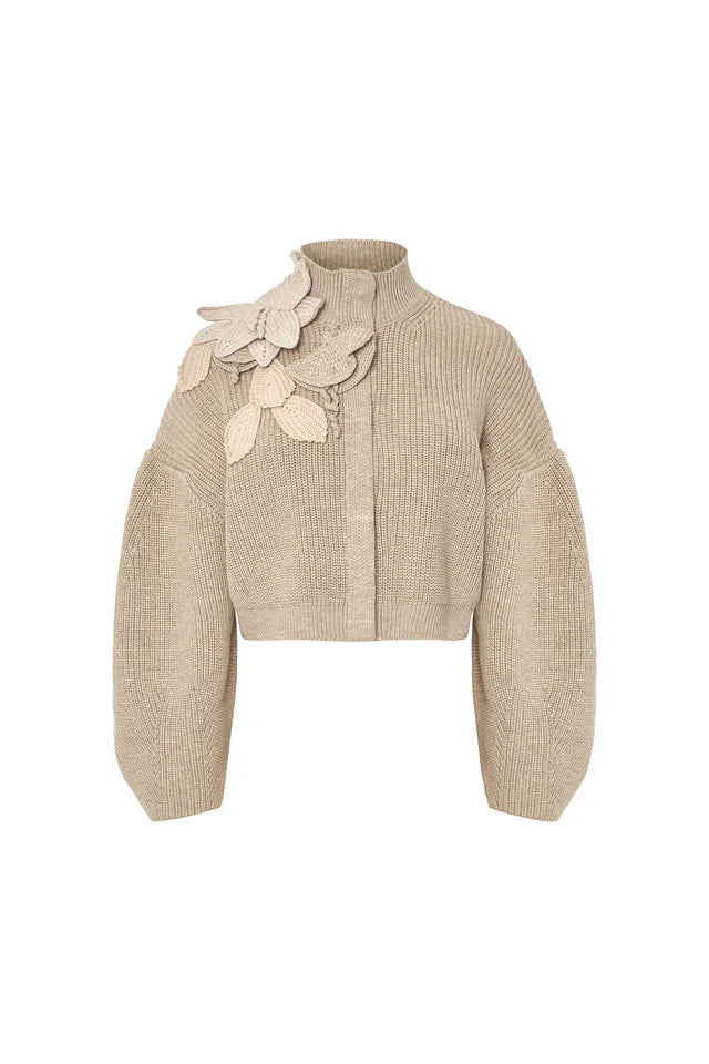 Ps2552 Embellished Funnel Neck Cardigan