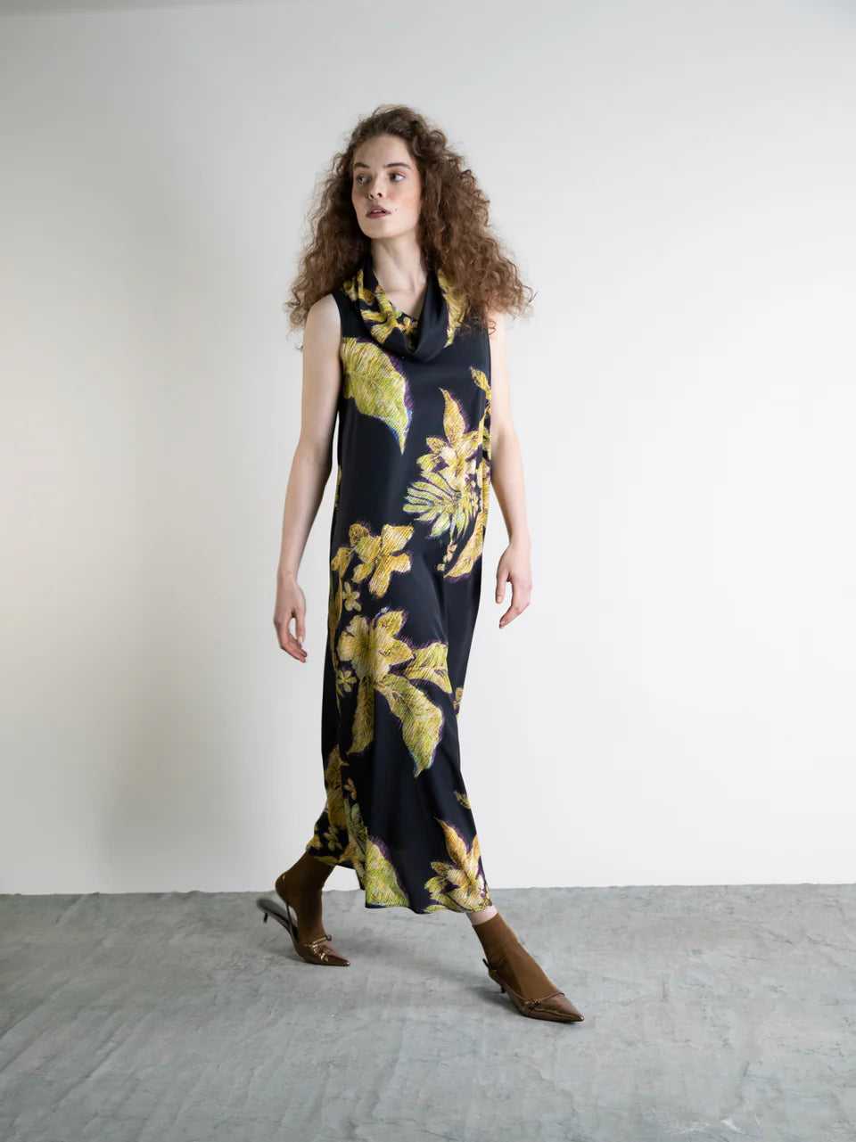 Ps2451 Draped Silk Slip Dress