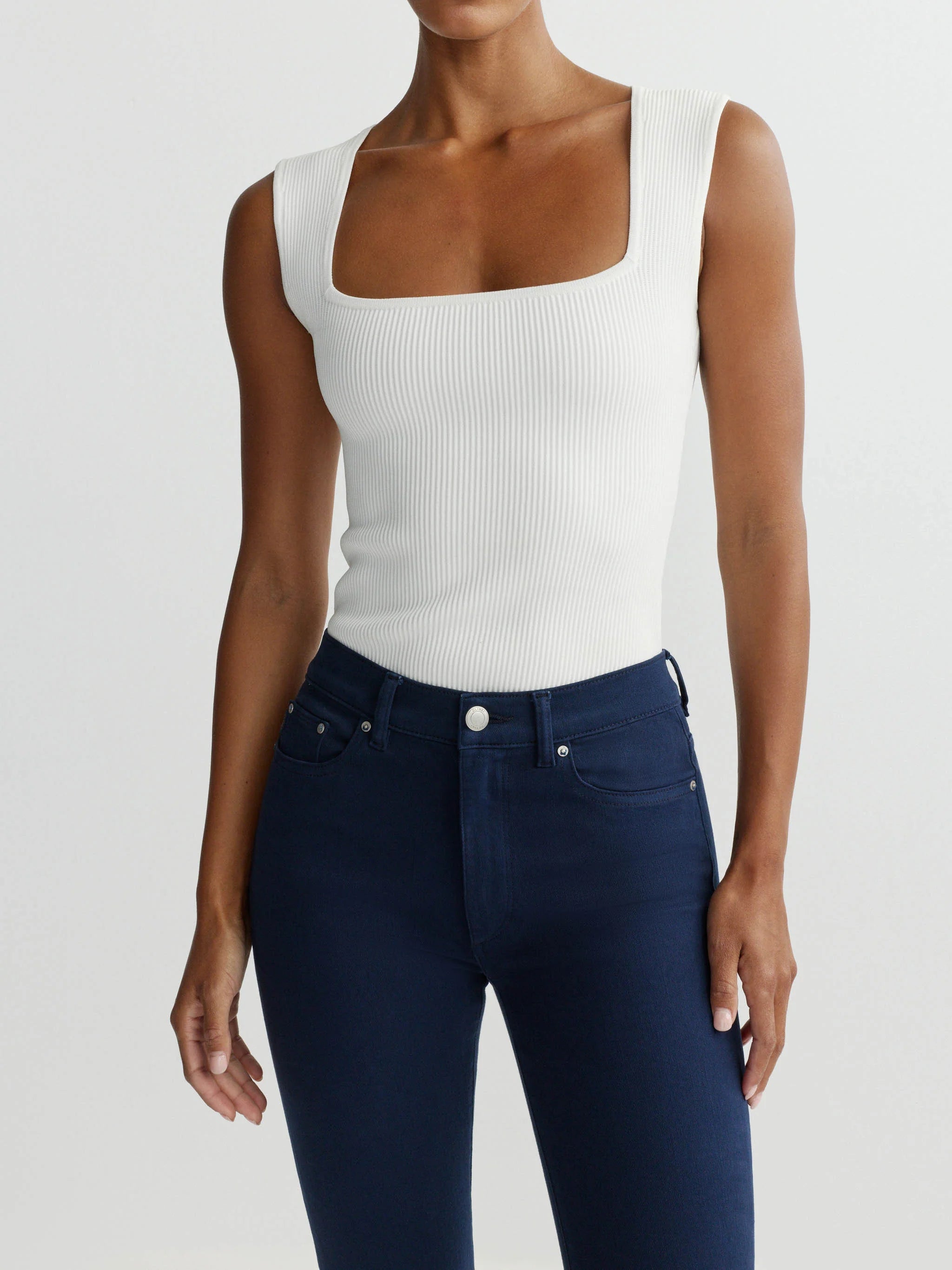 Dl90041 White Square Neck Top