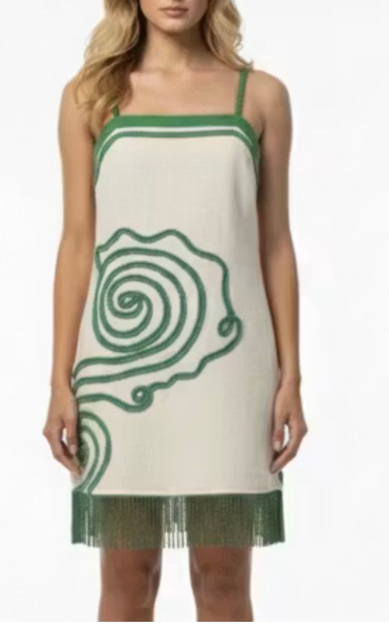Anhalley Verde Fringe Dress