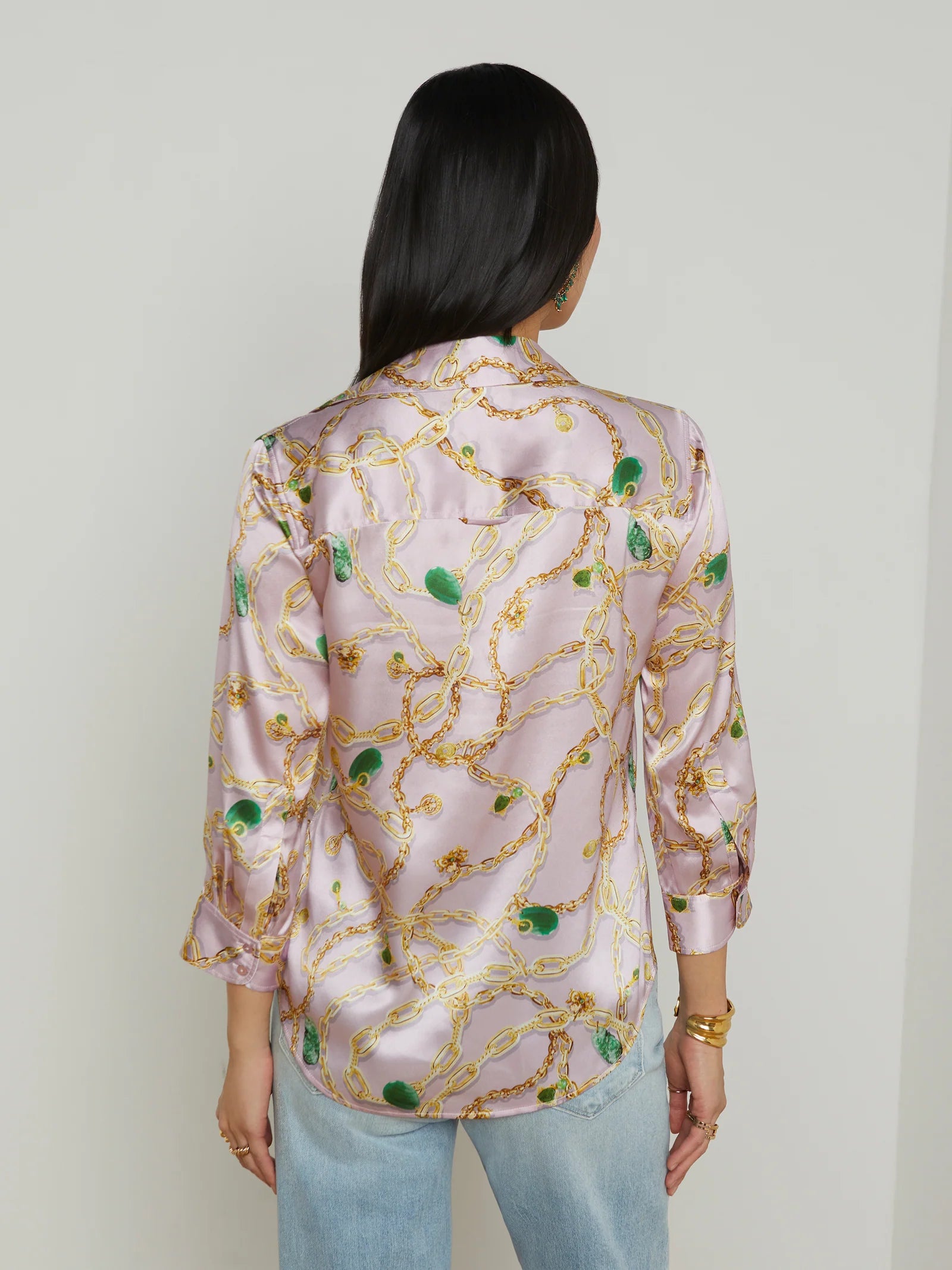 La40126 Jade Chain Silk Blouse