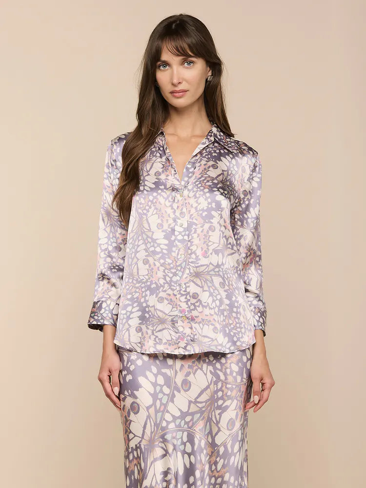 La40126 Butterfly Silk Button Down