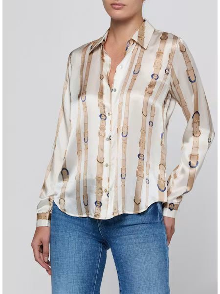 La40223 Belt Stripe Blouse