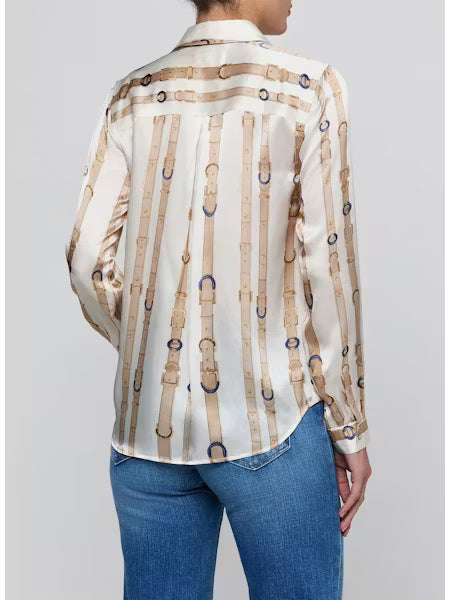 La40223 Belt Stripe Blouse