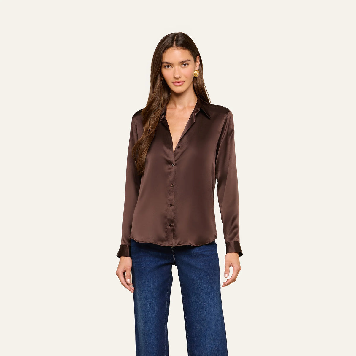La40223 Chocolate Silk Blouse