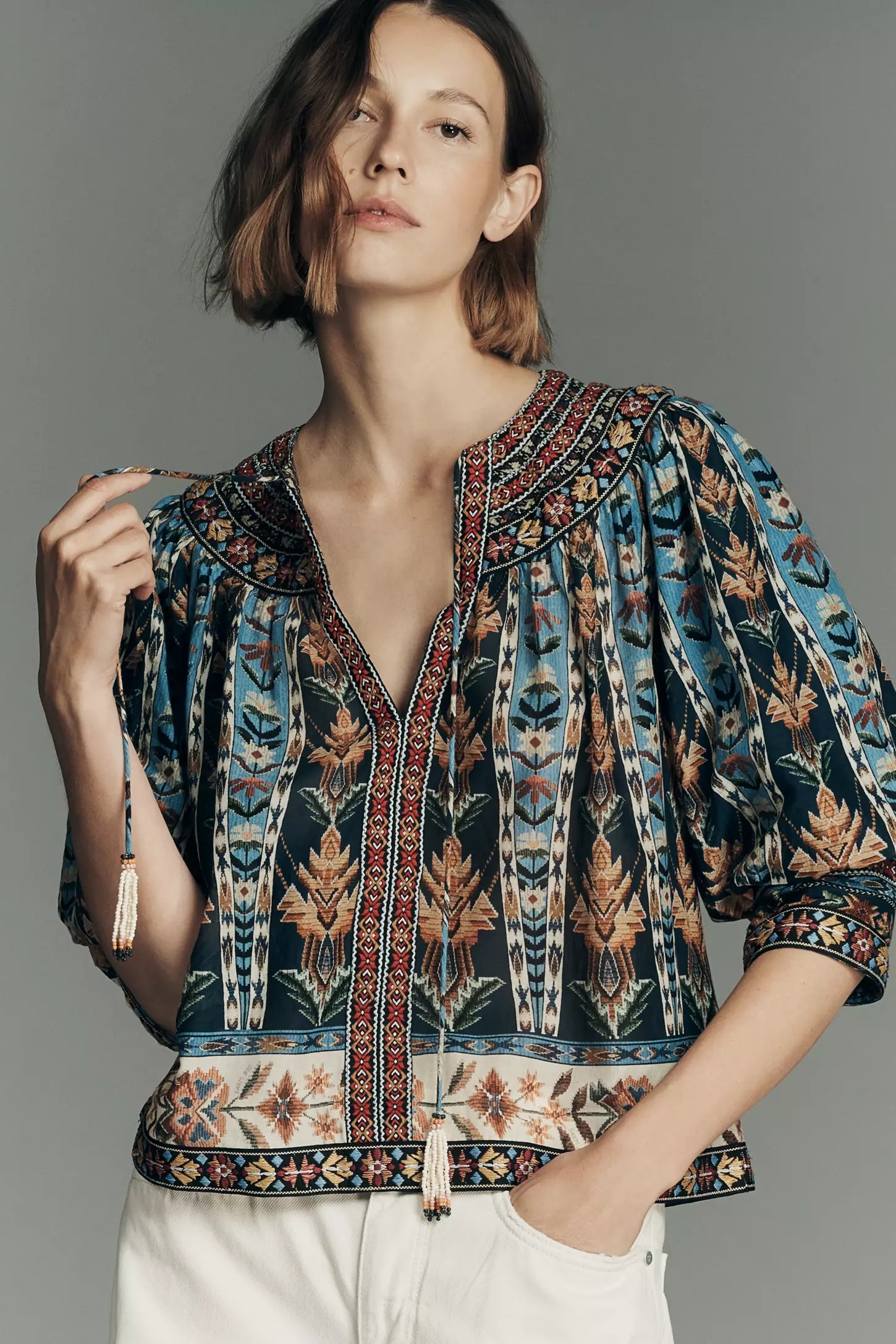 Fa348822 Embroidered Tapestry Top