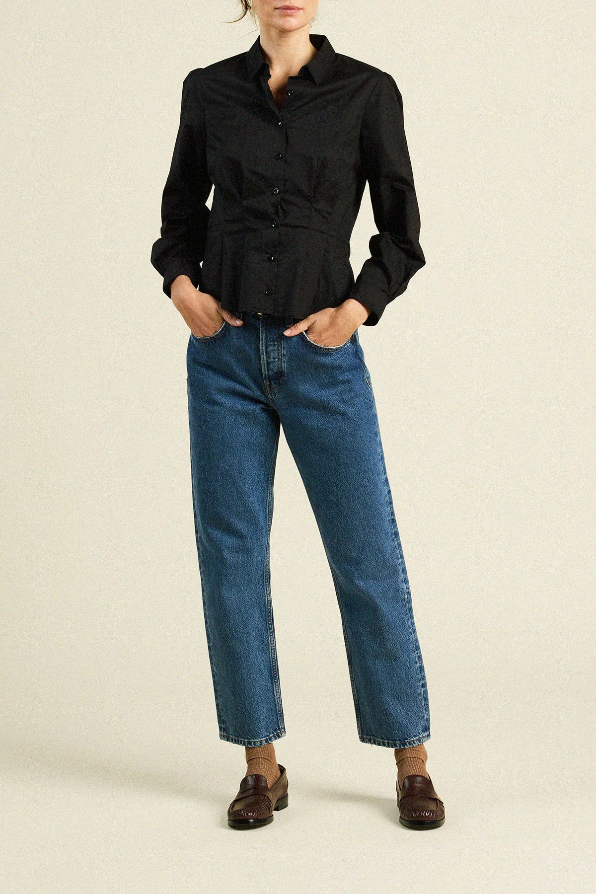 Tr1505 Black Poplin Top