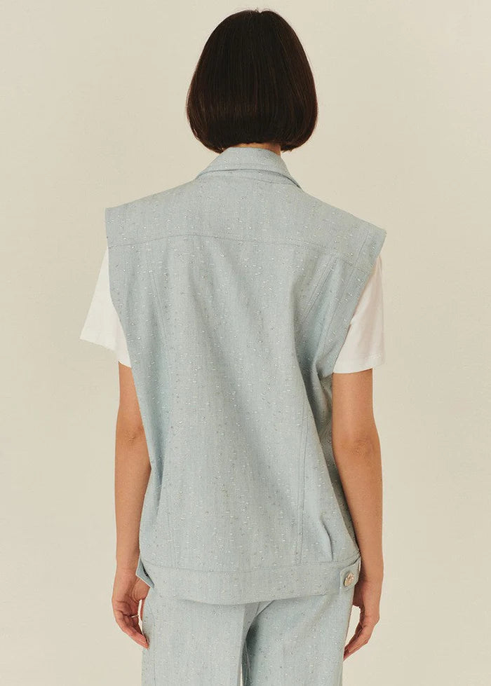Ex6003 Exquise Textured Denim Vest