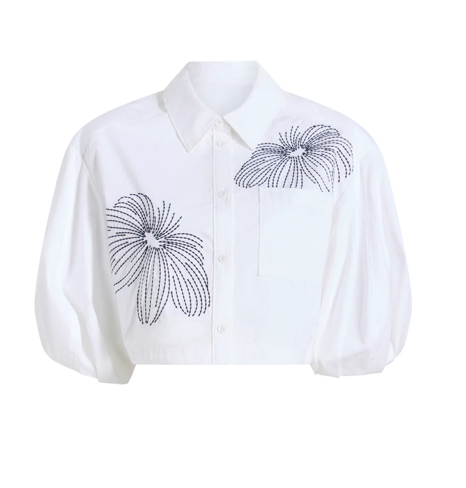 Cizw7728 Sunburst Crop Top - White