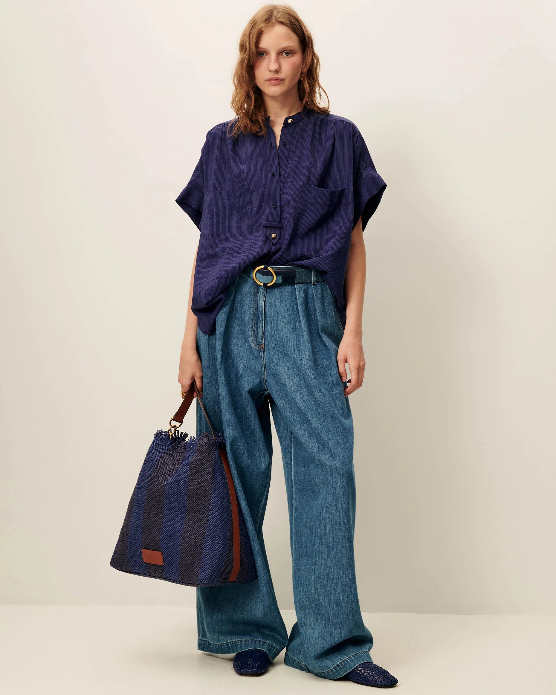 Se0051 Navy Stripe Top