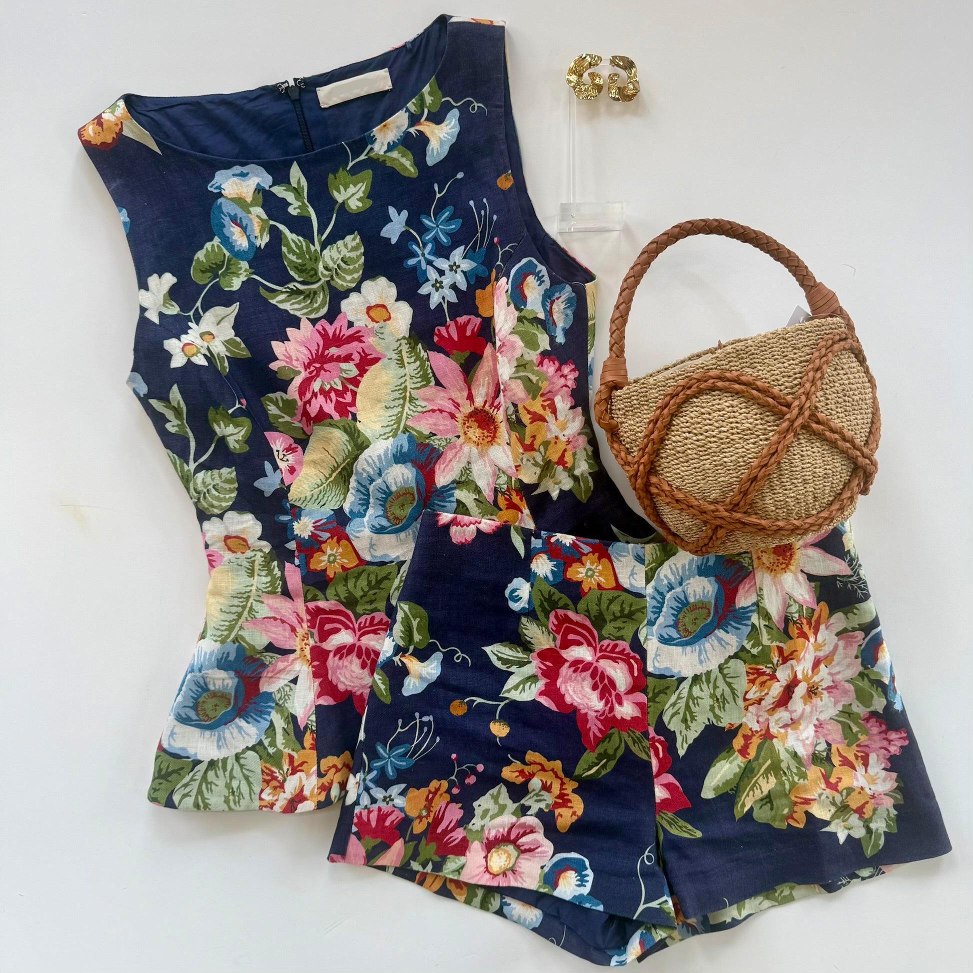 Fa3357 Floral Linen Shorts