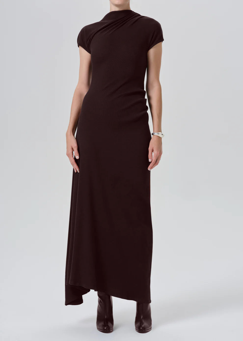 Ci3004 Assymetric Midi Dress - Chocolate